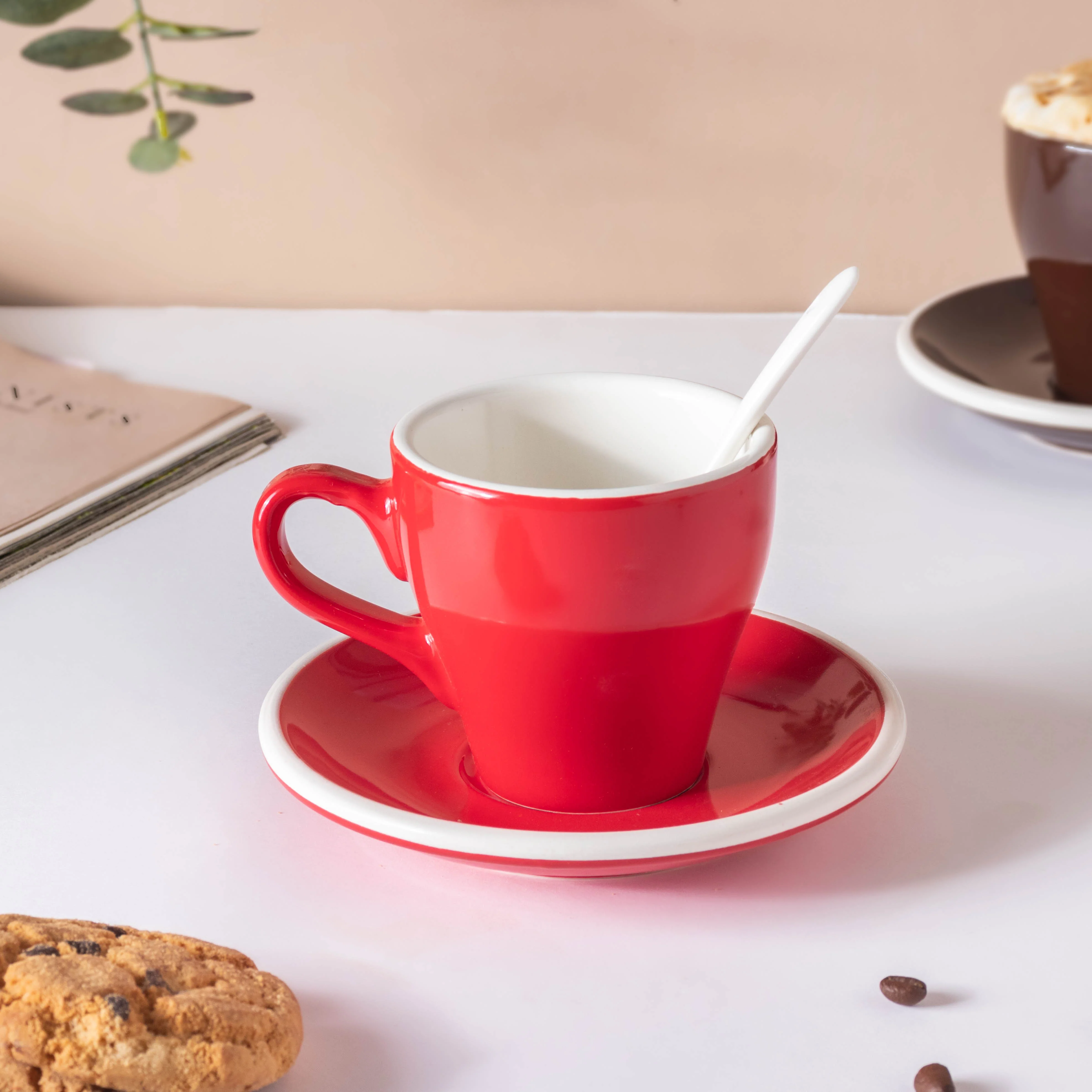 Glazed Ceramic Red Cup Set 150 ml - Image 5