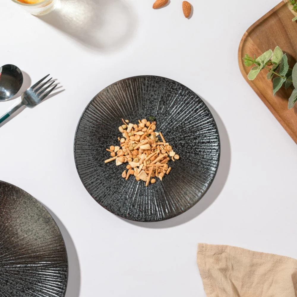Glazed Texture Snack Plate Black 8 Inch - Image 3