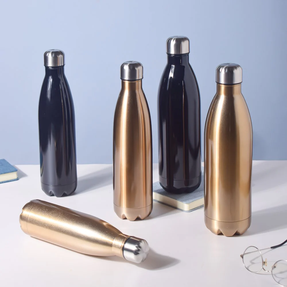 Glossy Black Stainless Steel Water Bottle 1000ml - Image 8