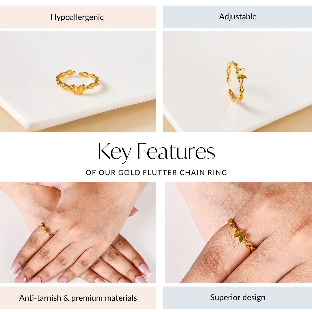 Gold Flutter Chain Ring - Image 4