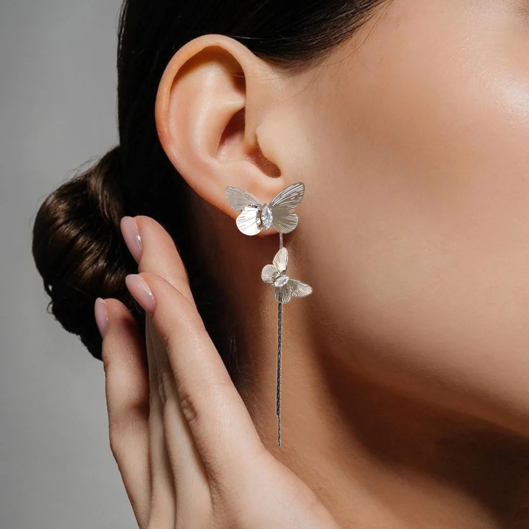 Gold Flutter Tassel Earrings - Image 5
