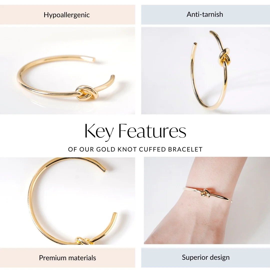 Gold Knot Cuffed Bracelet - Image 4