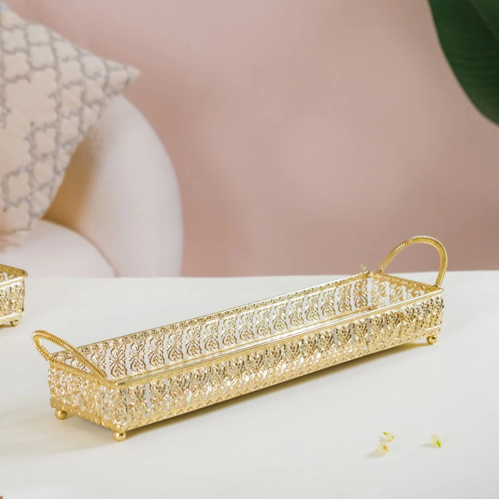 Gold Long Tray With Handles - Image 10