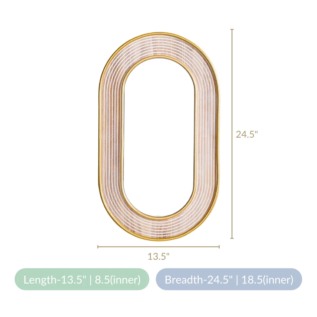 Gold Metal Framed Modern Wall Mirror 24x13 Inch - Image 6