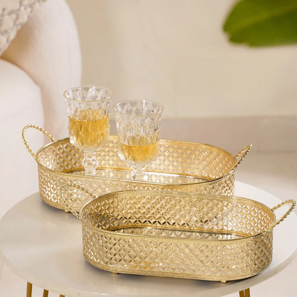 Gold Metal Oval Tray Large - Image 11