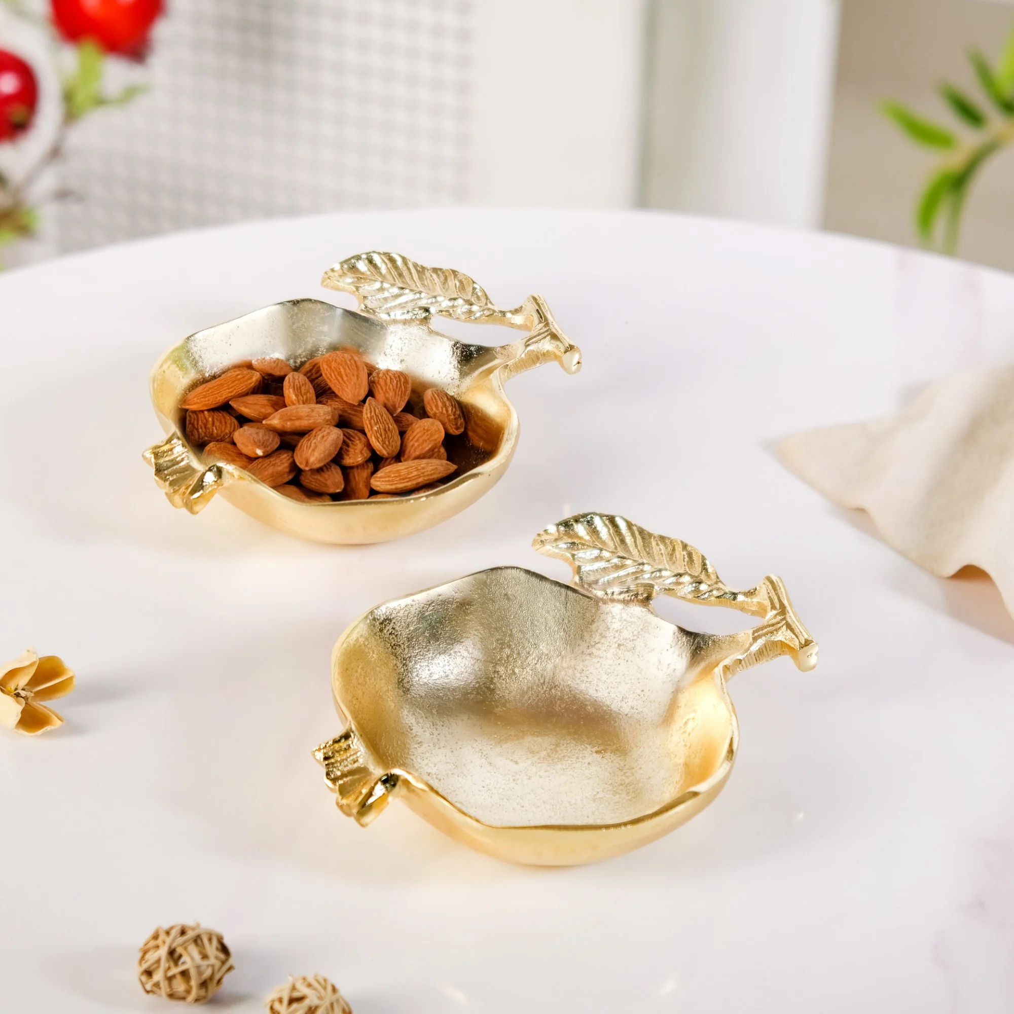 Gold Pomegranate Dry Fruits Bowl Set Of 2 - Image 10