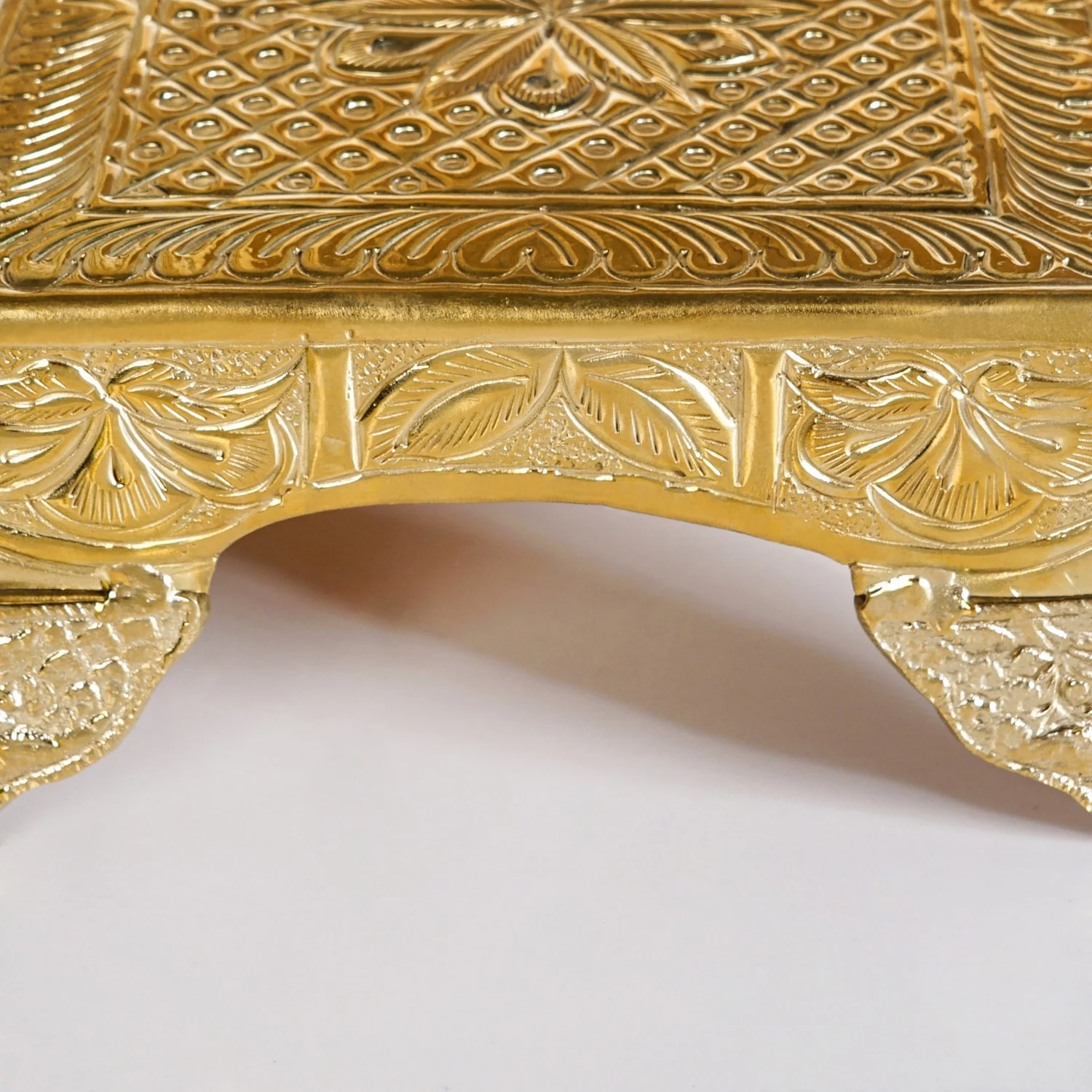 Gold Puja Chowki Small 16x16cm - Image 7