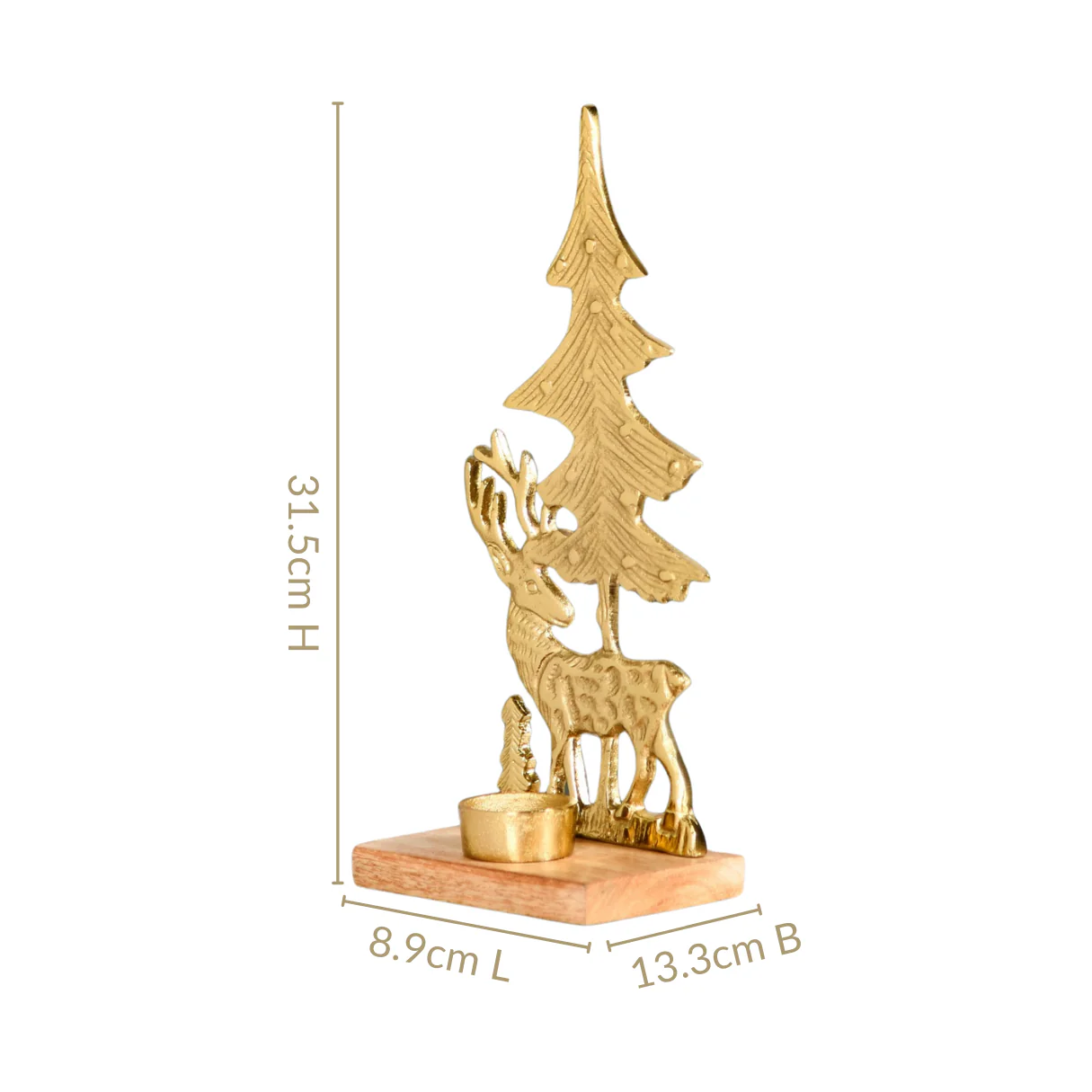 Gold Reindeer Showpiece With Tea Light Holder - Image 4