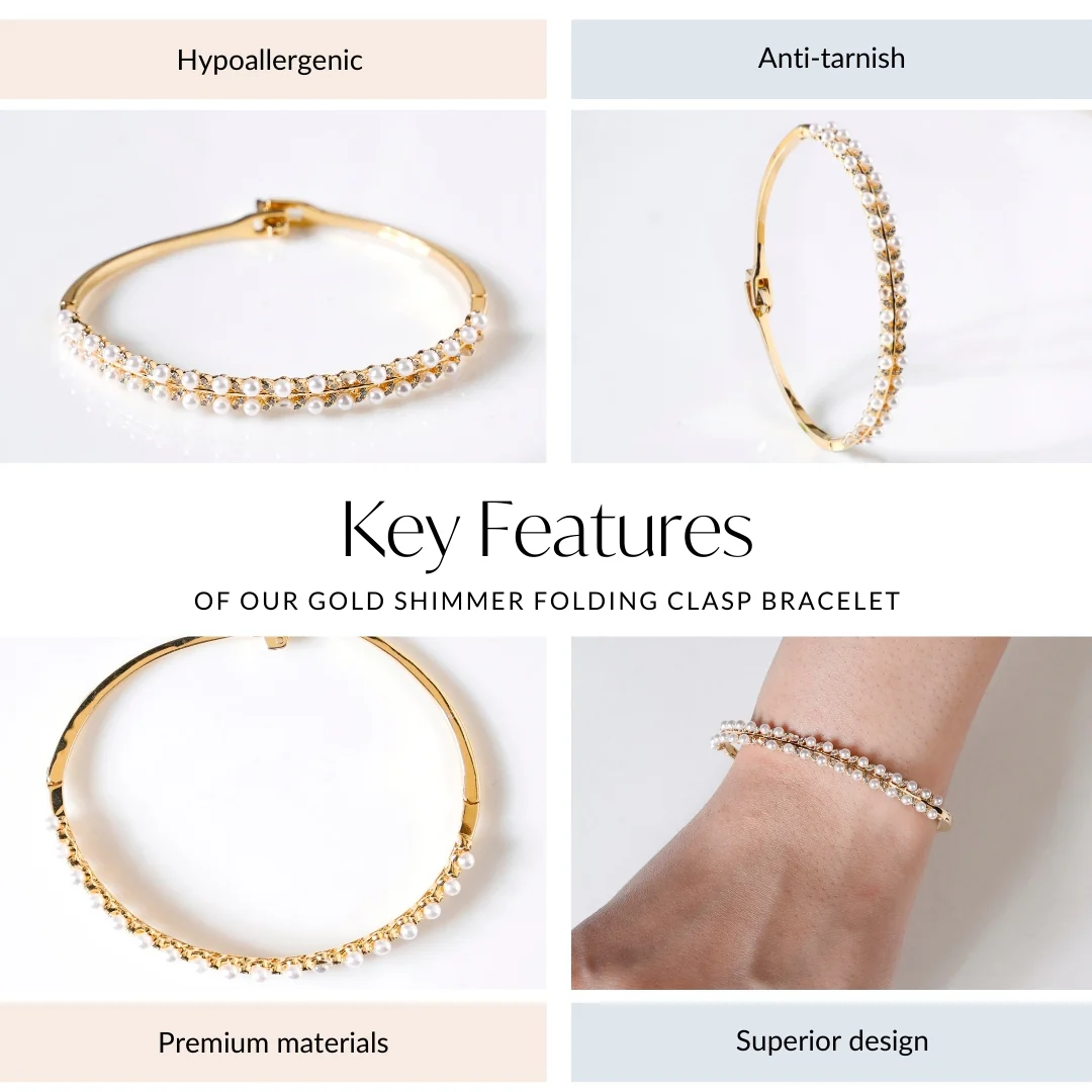 Gold Shimmer Folding Clasp Bracelet - Image 4