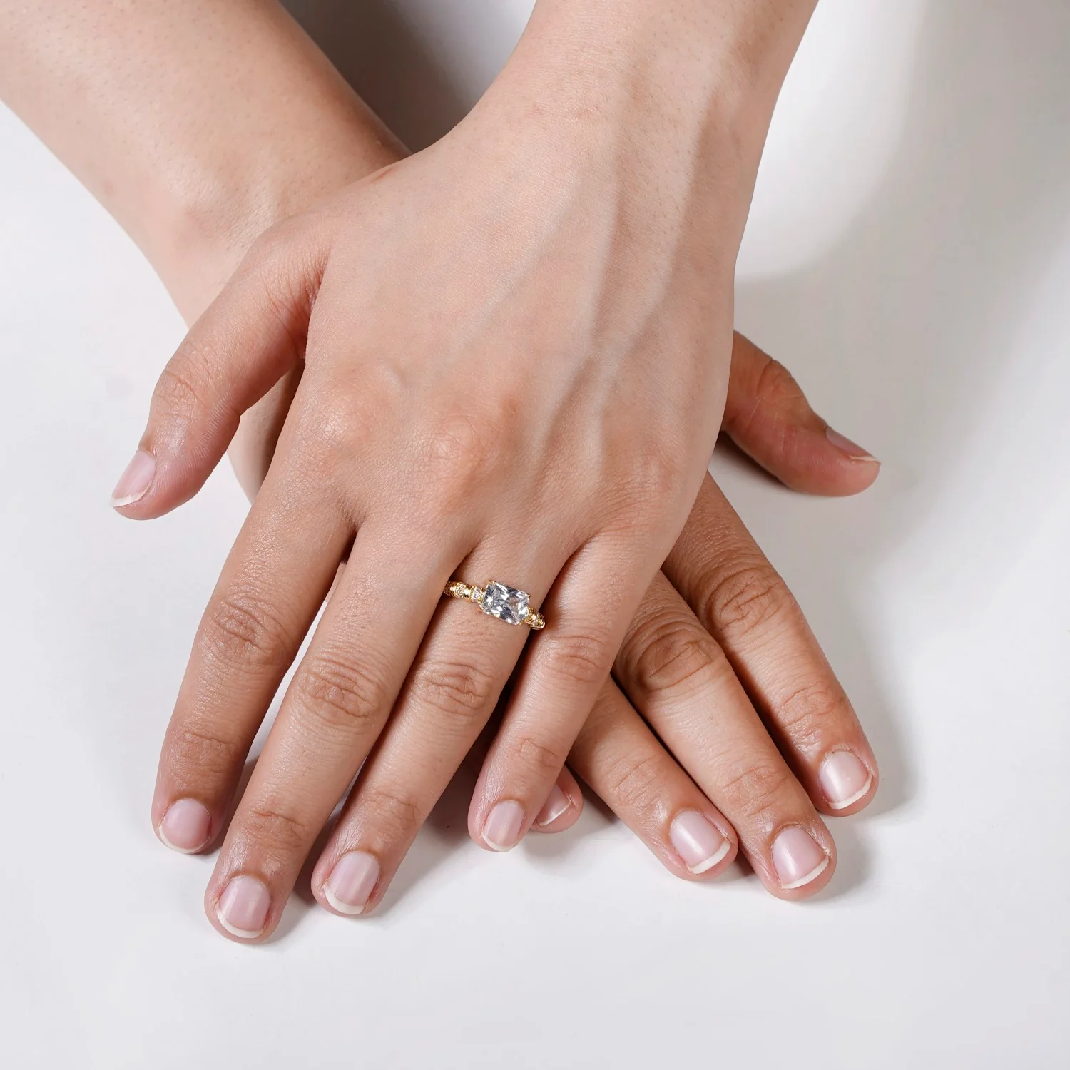 Gold Solitaire Stud Ring - Image 2