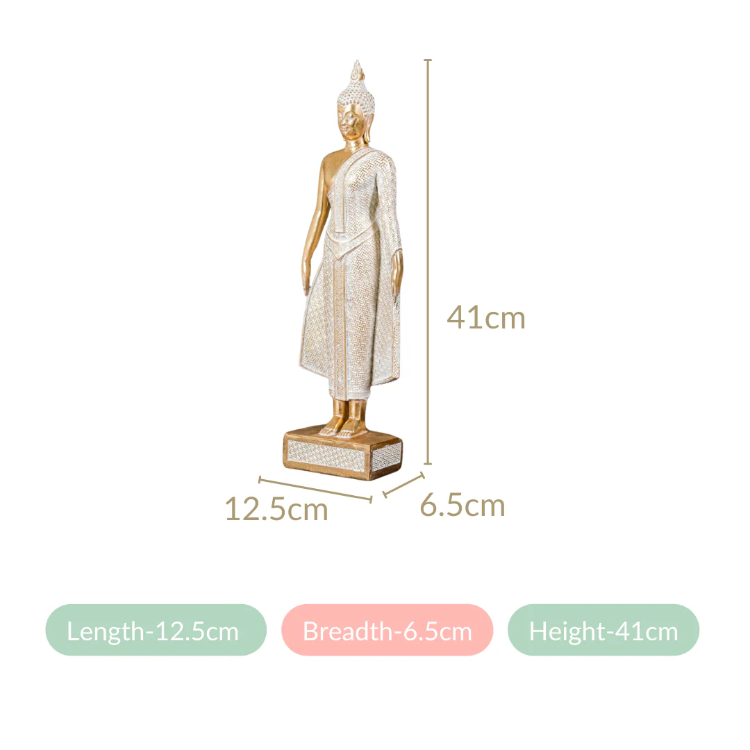 Gold Standing Buddha Decor Statue Large 16 Inch - Image 5