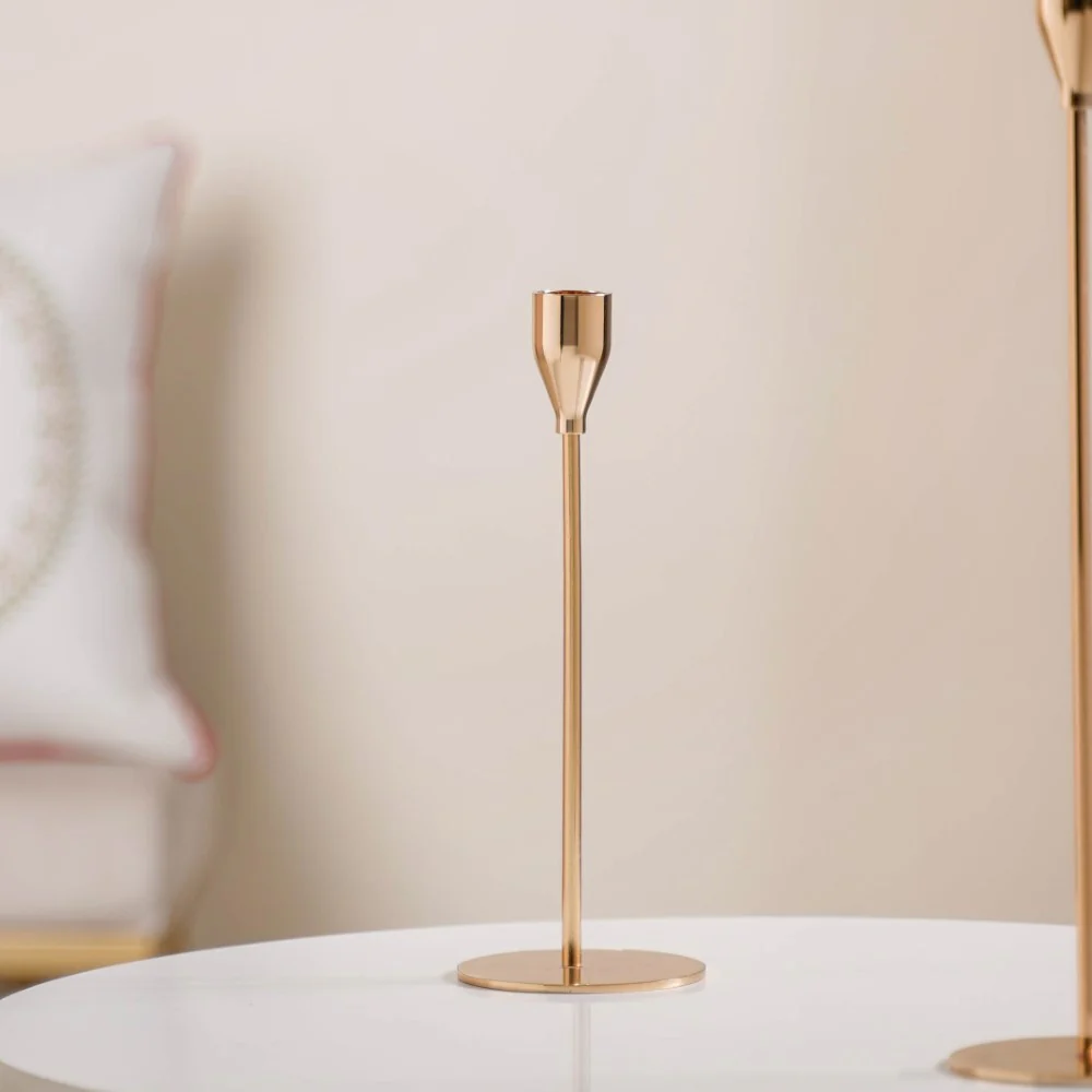 Gold Taper Candle Holder Set Of 3 - Image 5