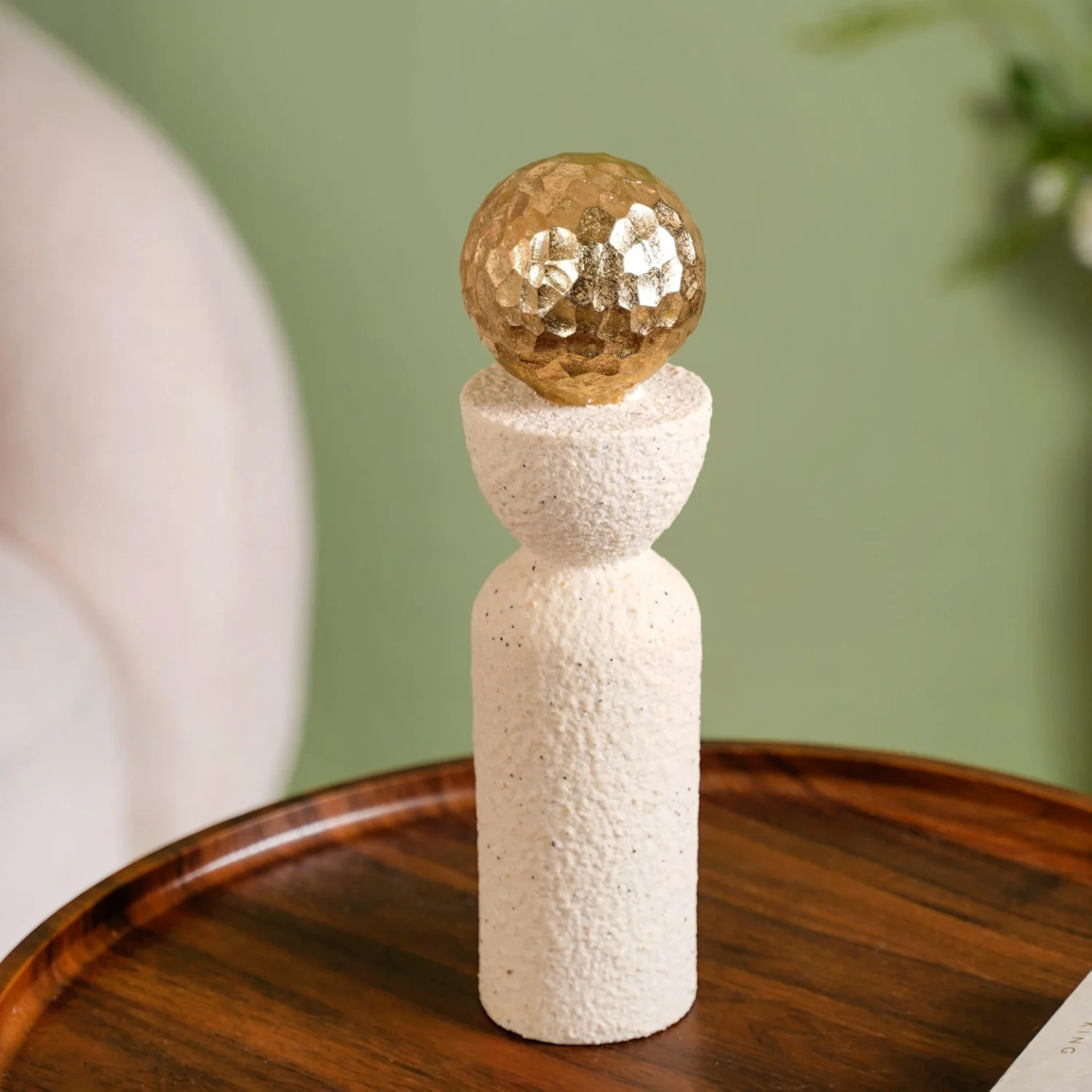 Golden Ball Textured Sculpture - Image 2