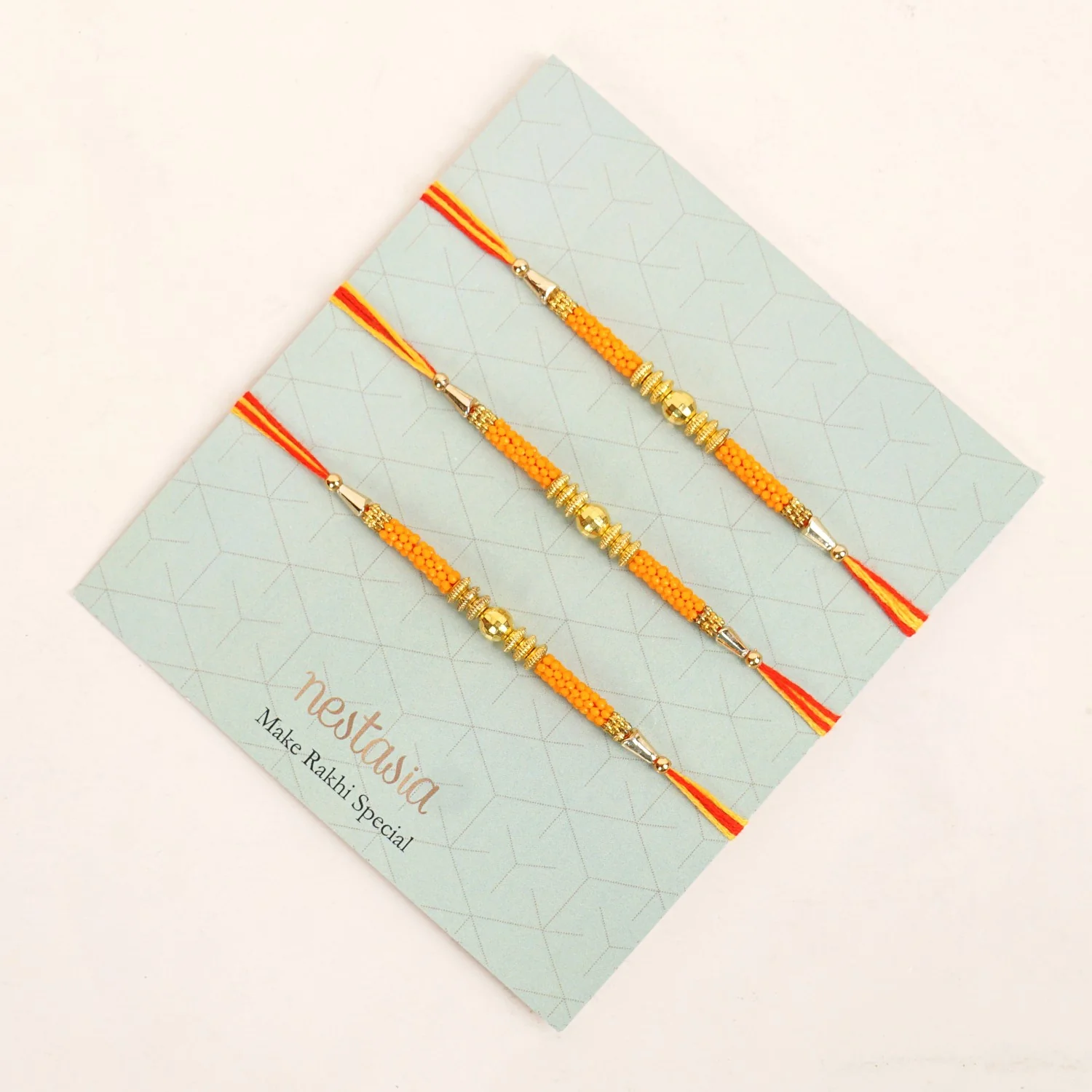 Golden Beads Orange Rakhi Gift Set - Image 6