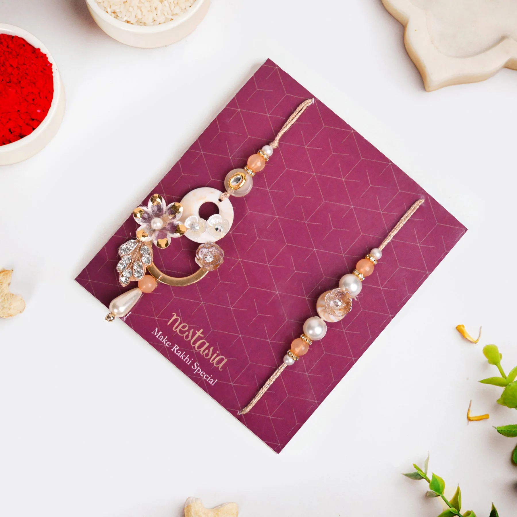 Golden Bloom Rakhi-Lumba Set - Image 6