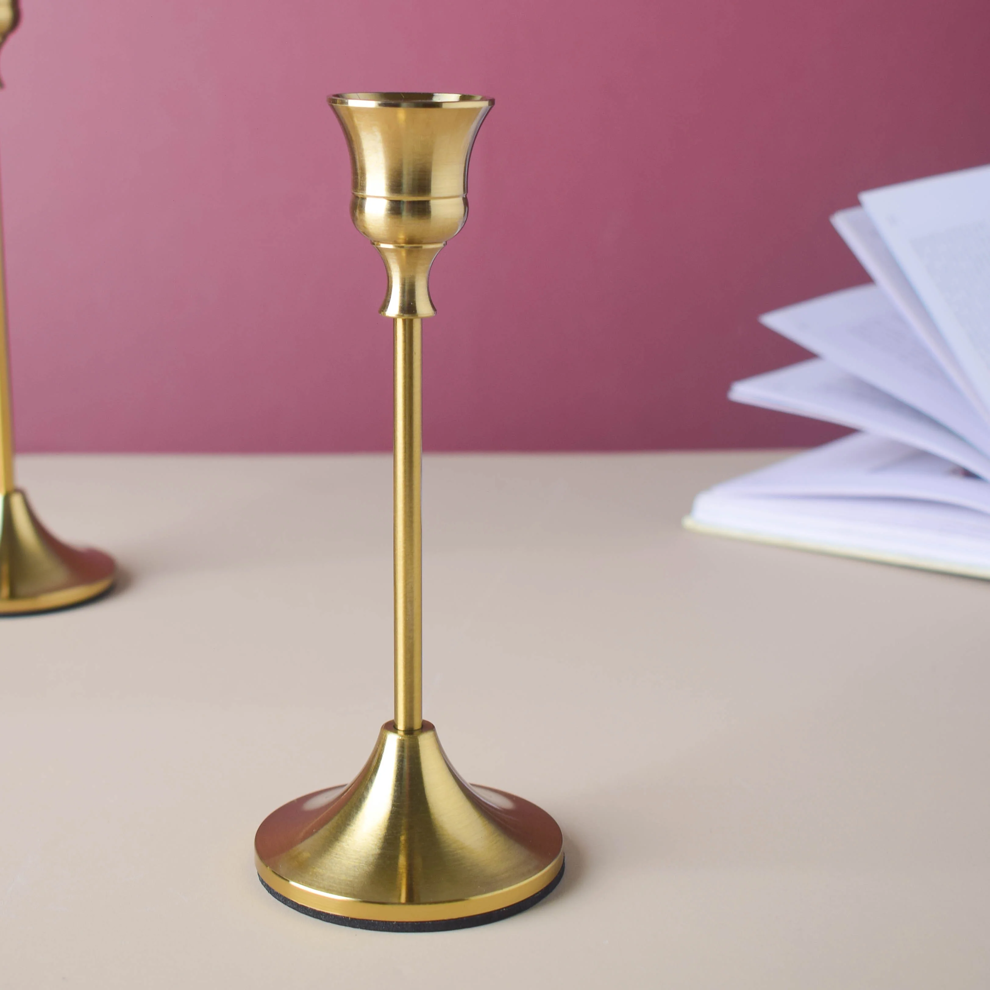 Golden Candle Stand Set Of 3 - Image 5