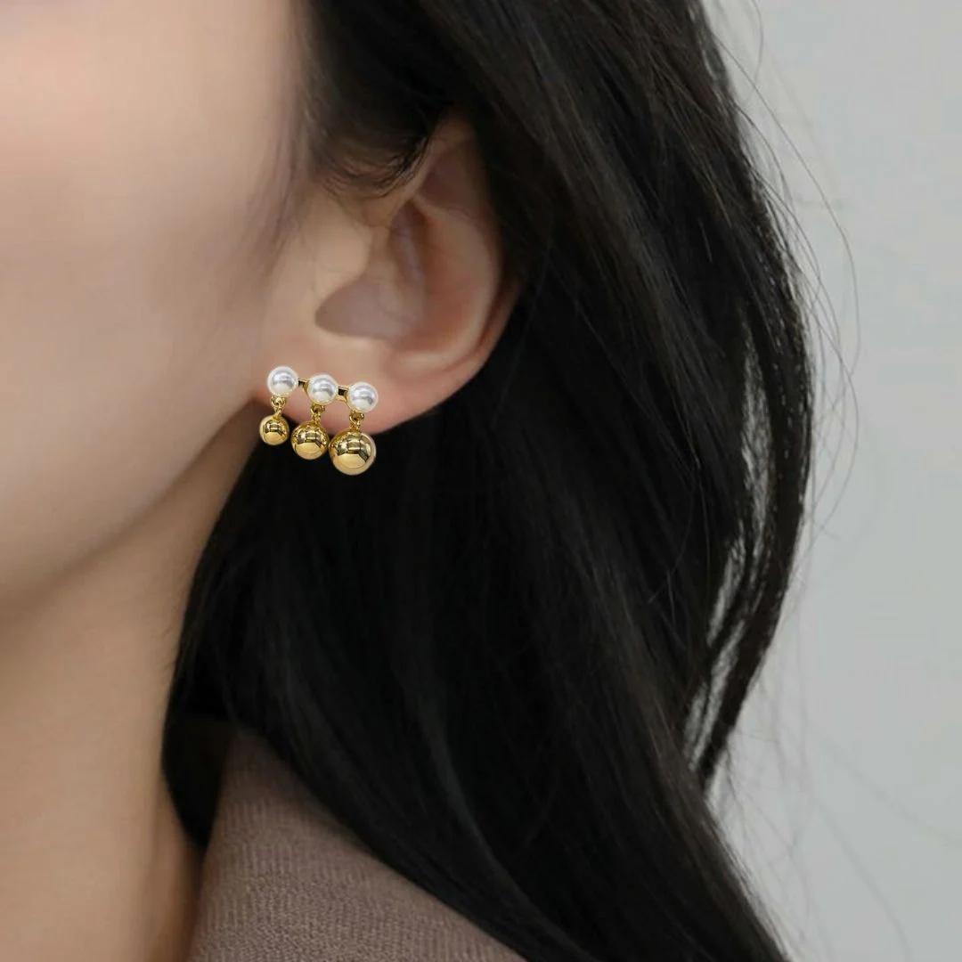Golden Charm Semi Dangle Earrings - Image 5