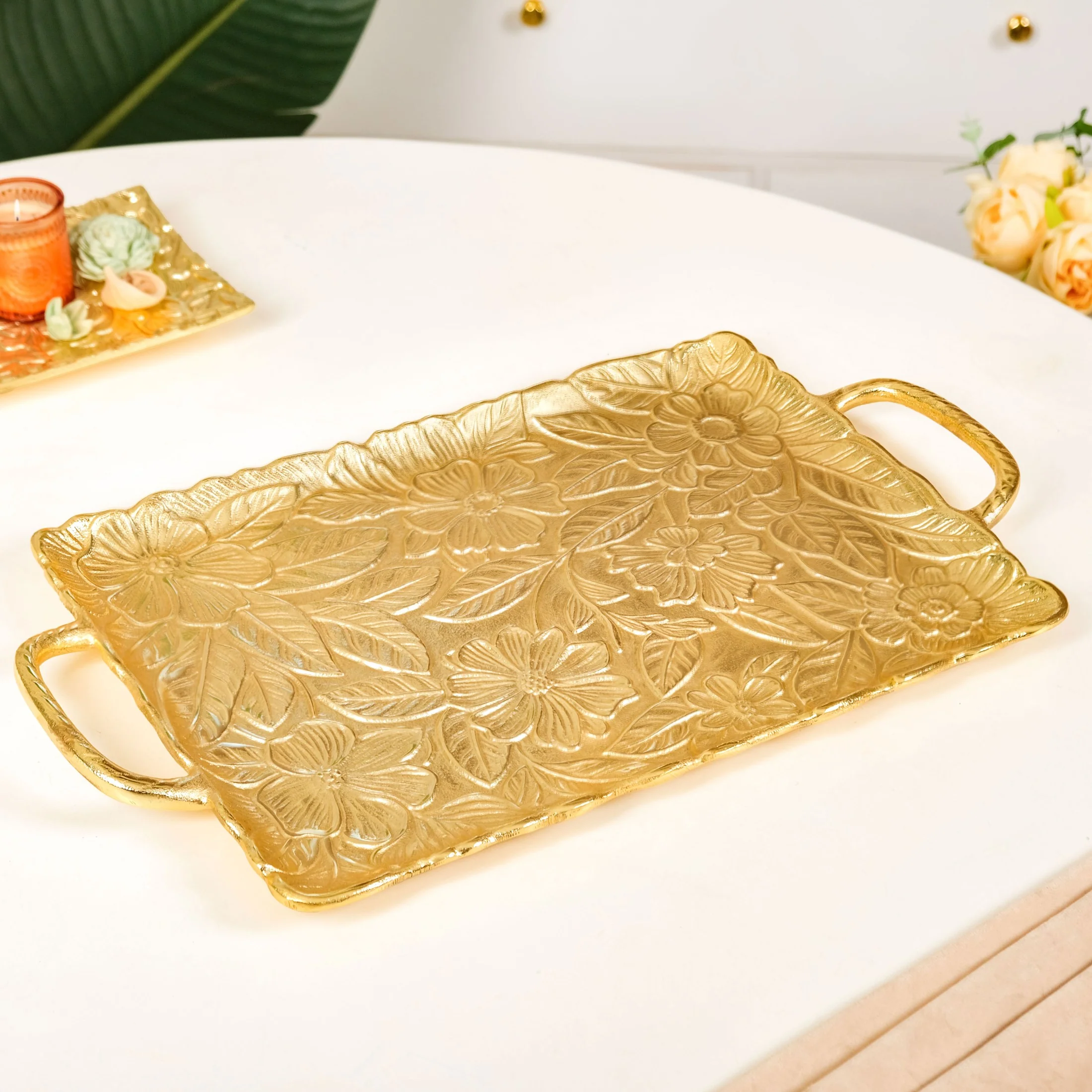 Golden Crest Royalcore Embossed Metal Tray Large - Image 9