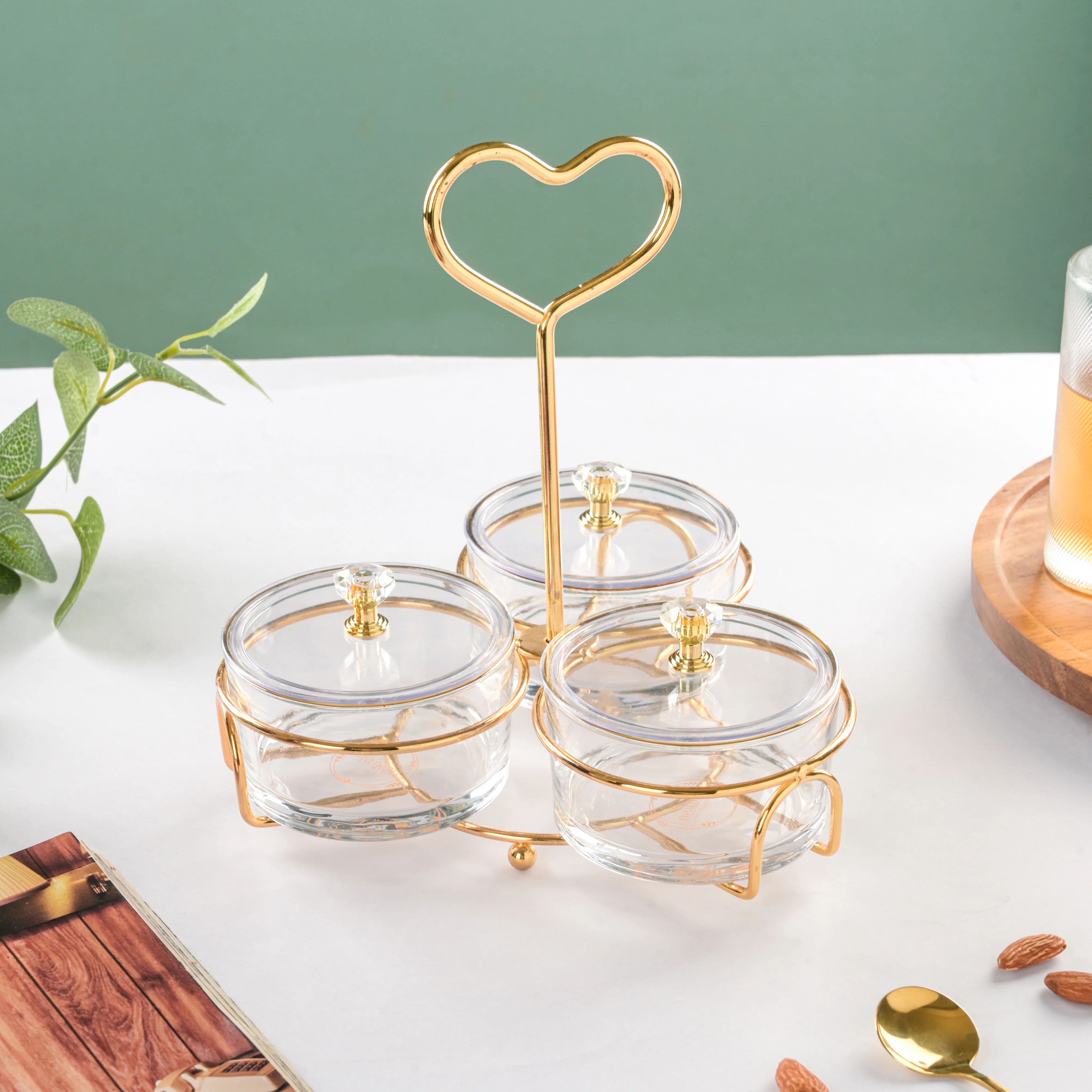 Golden Heart Transparent Jars With Stand Set Of 4 200ml - Image 6