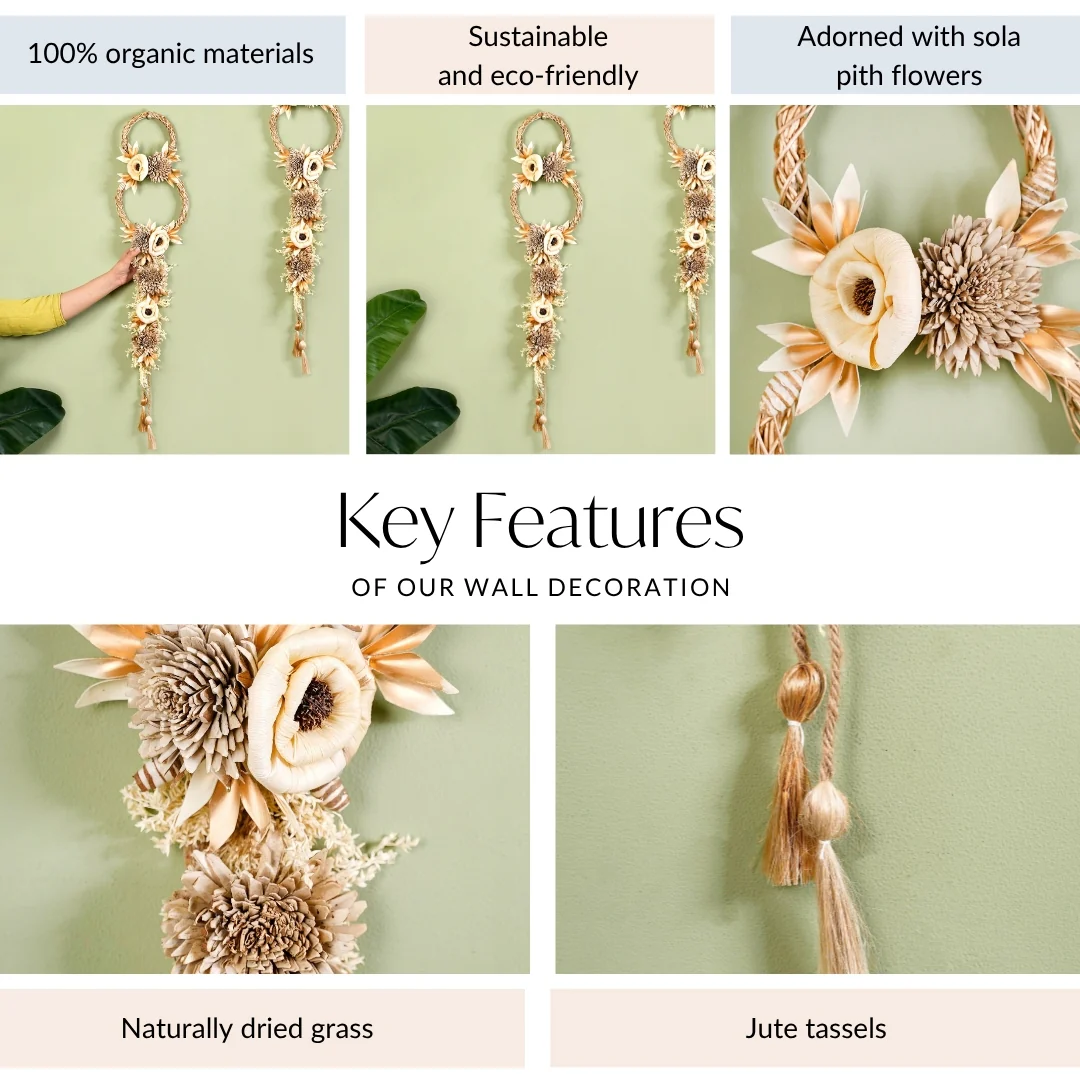 Golden Rings Dried Natural Flower Wall Hanging - Image 5