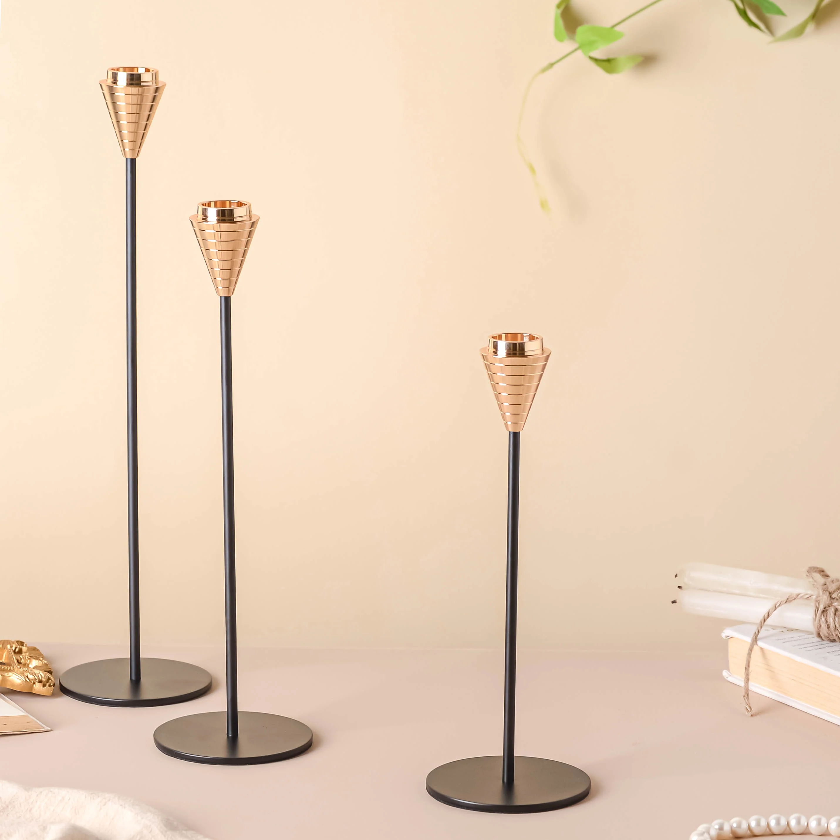 Golden Tip Candle Stand Set Of 3 - Image 11