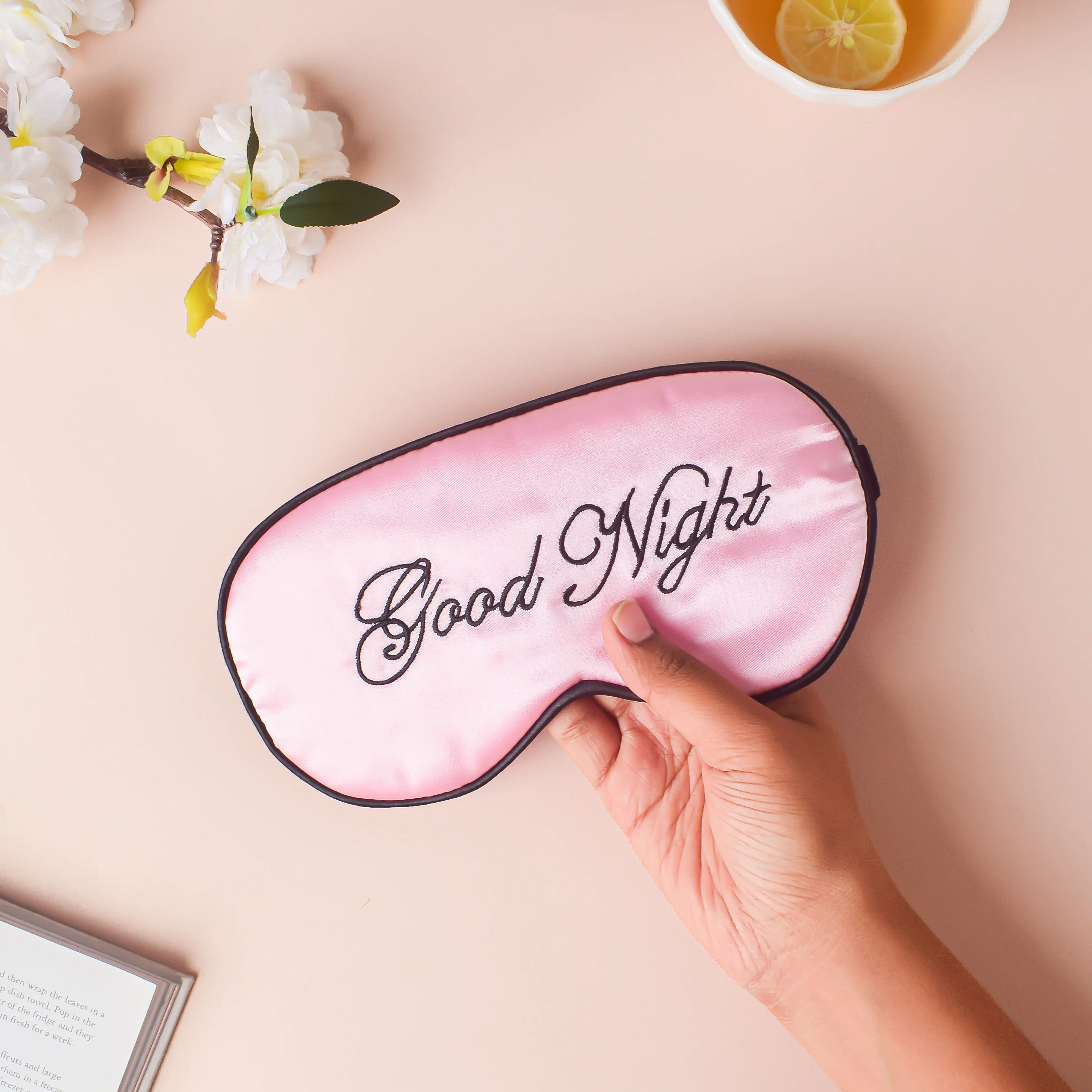 Good Night Sleep Satin Eye Mask Pink - Image 2
