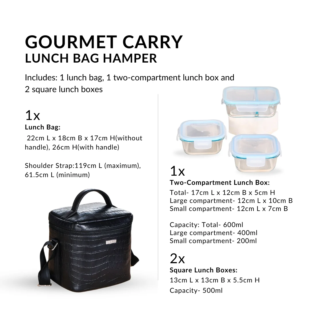 Gourmet Carry Lunch Bag Lunch Box Set Black - Image 4