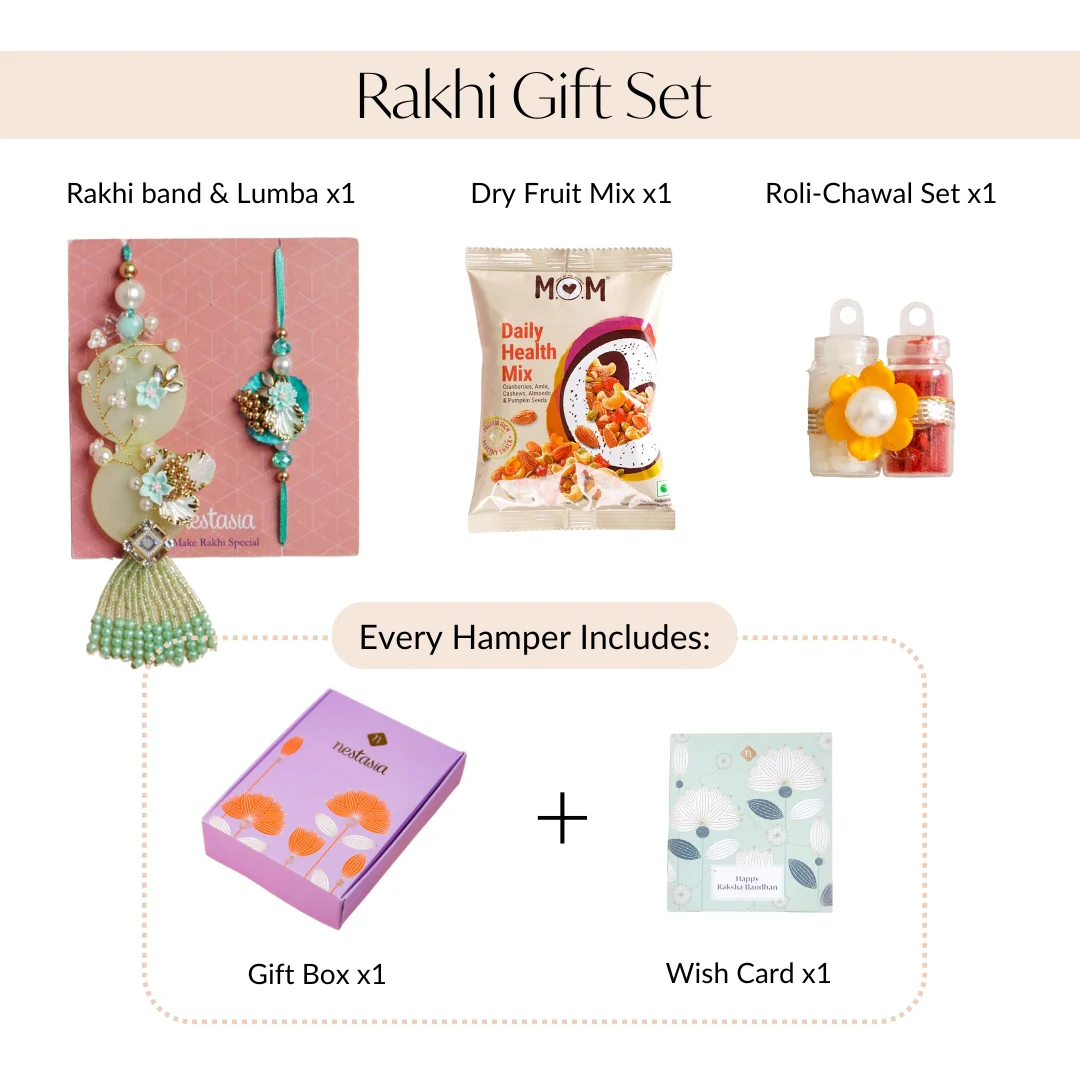 Graceful Green Rakhi Lumba Gift Set - Image 4