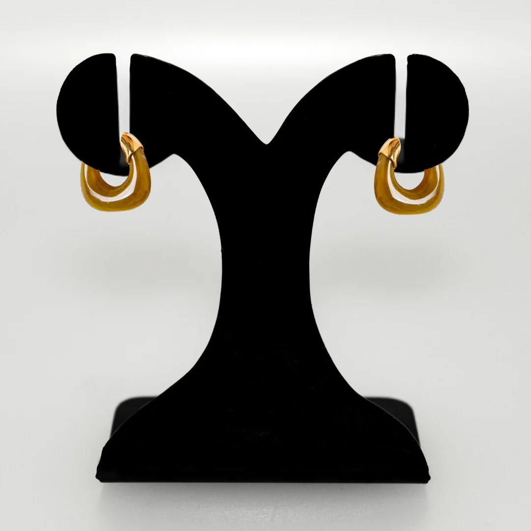 Green And Gold Huggie Hoop Earrings - Image 6