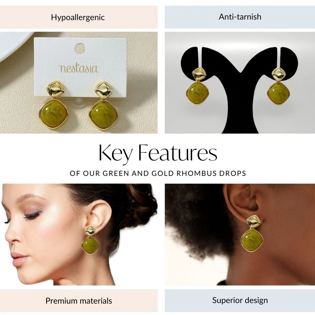 Green And Gold Rhombus Drops - Image 4