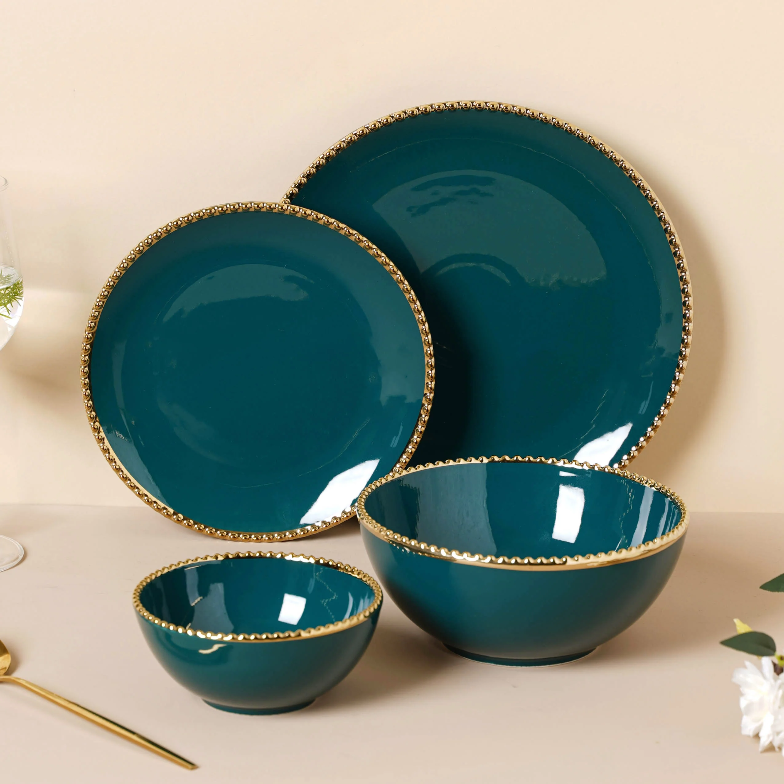 Green Elysian 21 Piece Dinner Set For 6 - Image 3