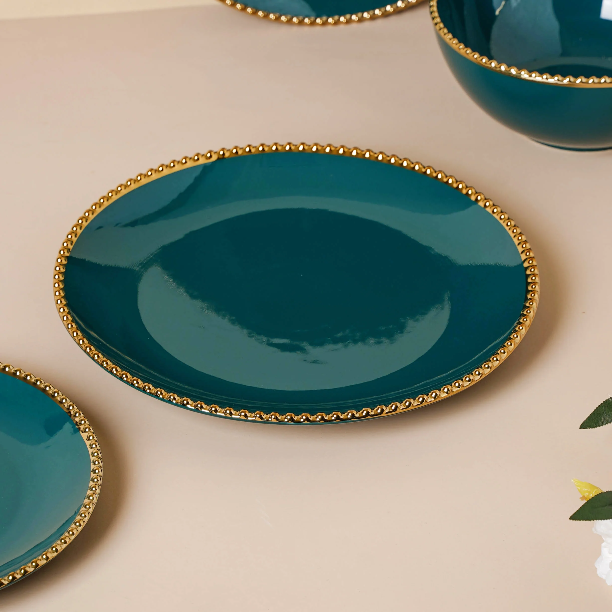 Green Elysian 21 Piece Dinner Set For 6 - Image 4