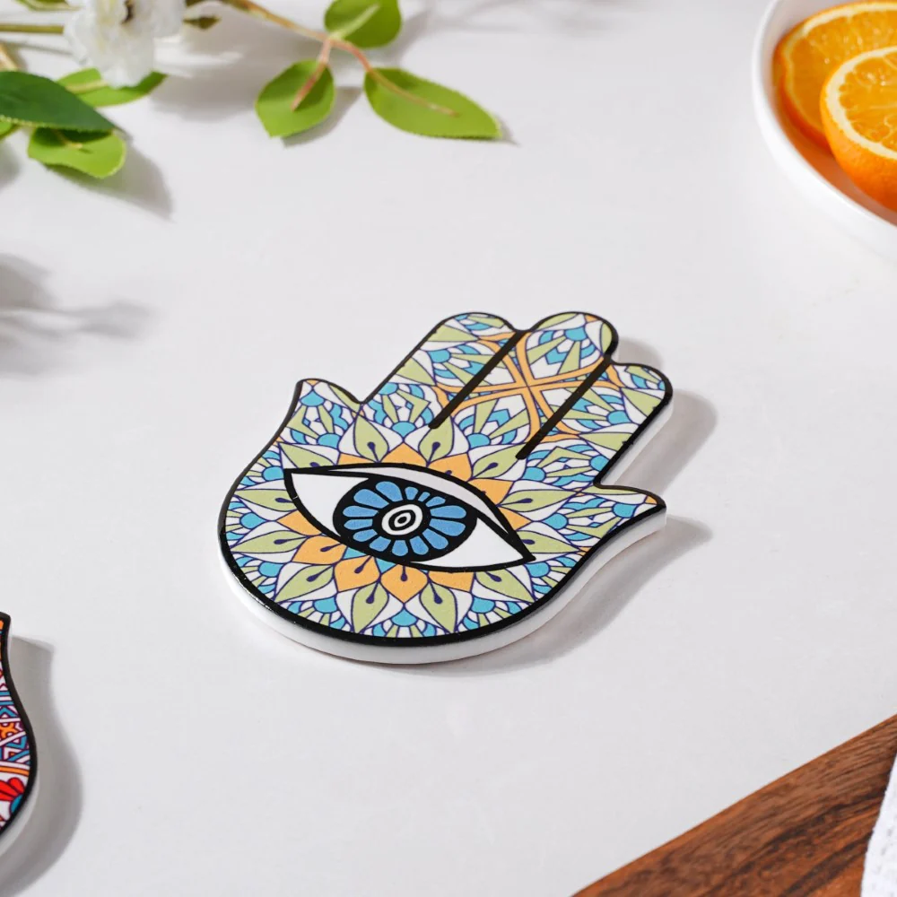 Green Healing Hamsa Hand Coaster - Image 4