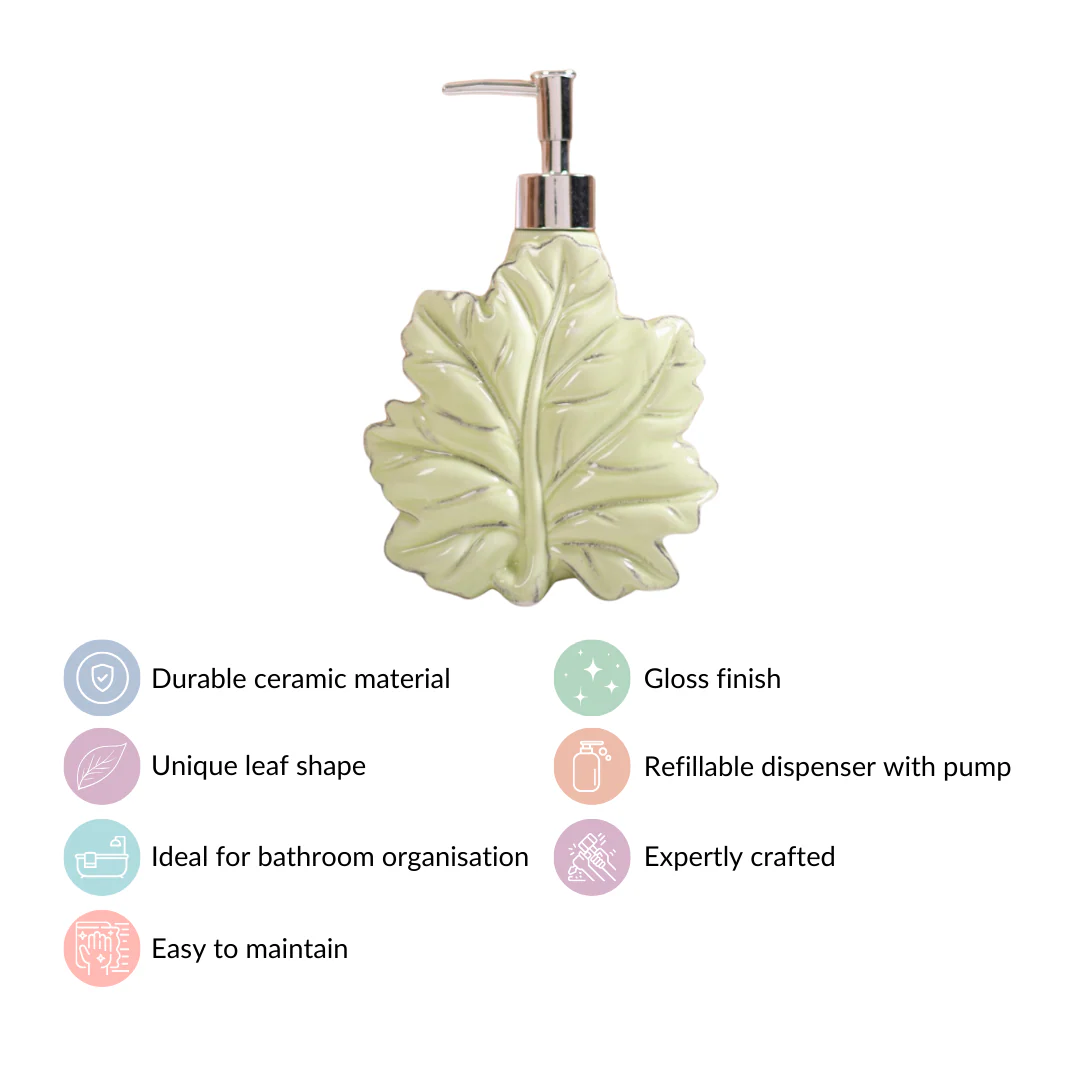 Green Leaf Shaped Soap Dispenser - Image 4