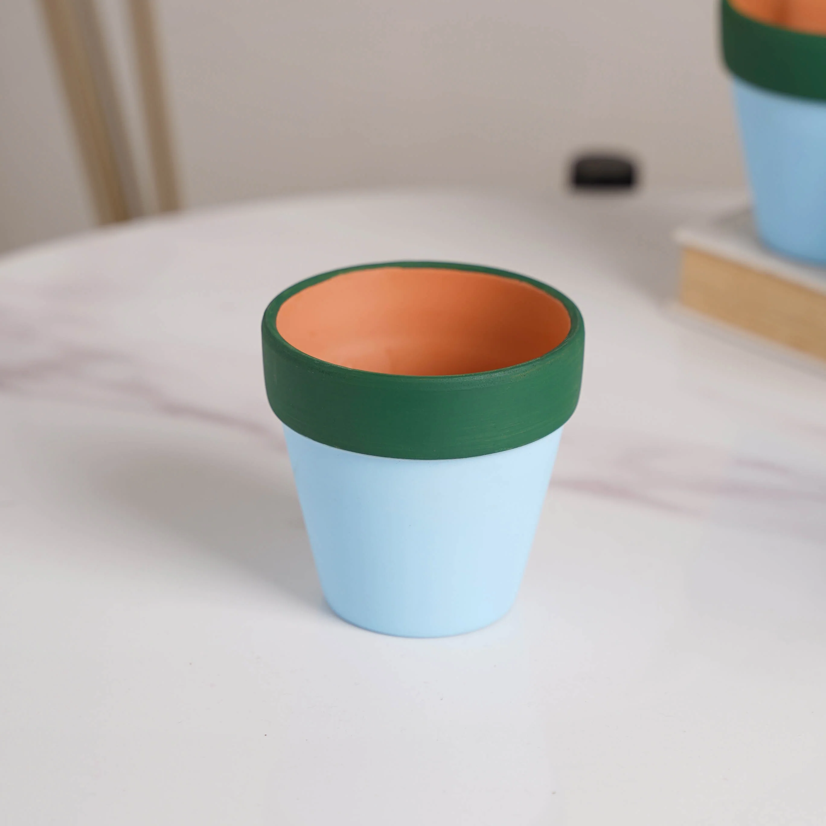 Green Rim Sky Blue Mini Pot Set Of 4 - Image 8