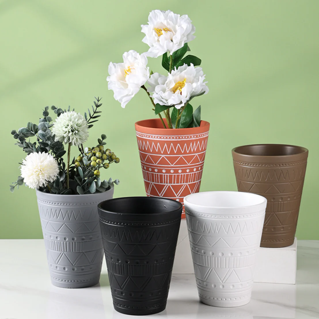 Grey Tall Textured Pot - Image 3
