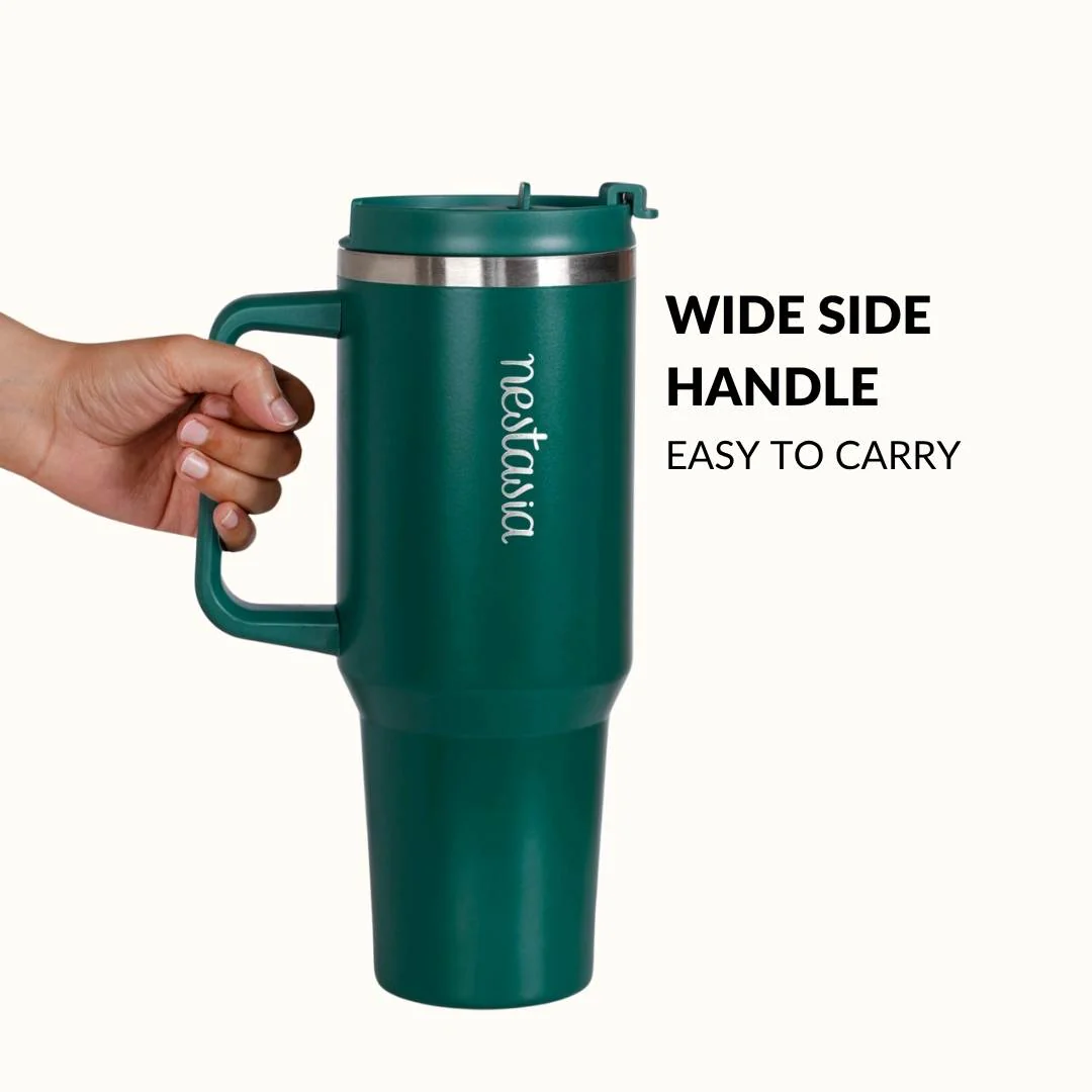 GripSip 40 Insulated Tumbler Bottle With Side Handle Emerald Isle 1200ml - Image 3