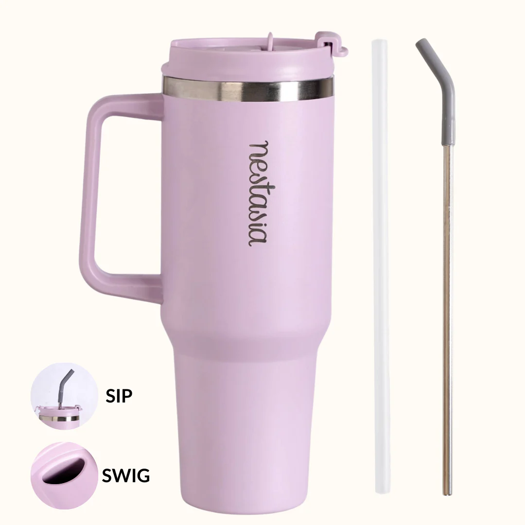 GripSip 40 Insulated Tumbler Bottle With Side Handle Lilac Haze 1200ml