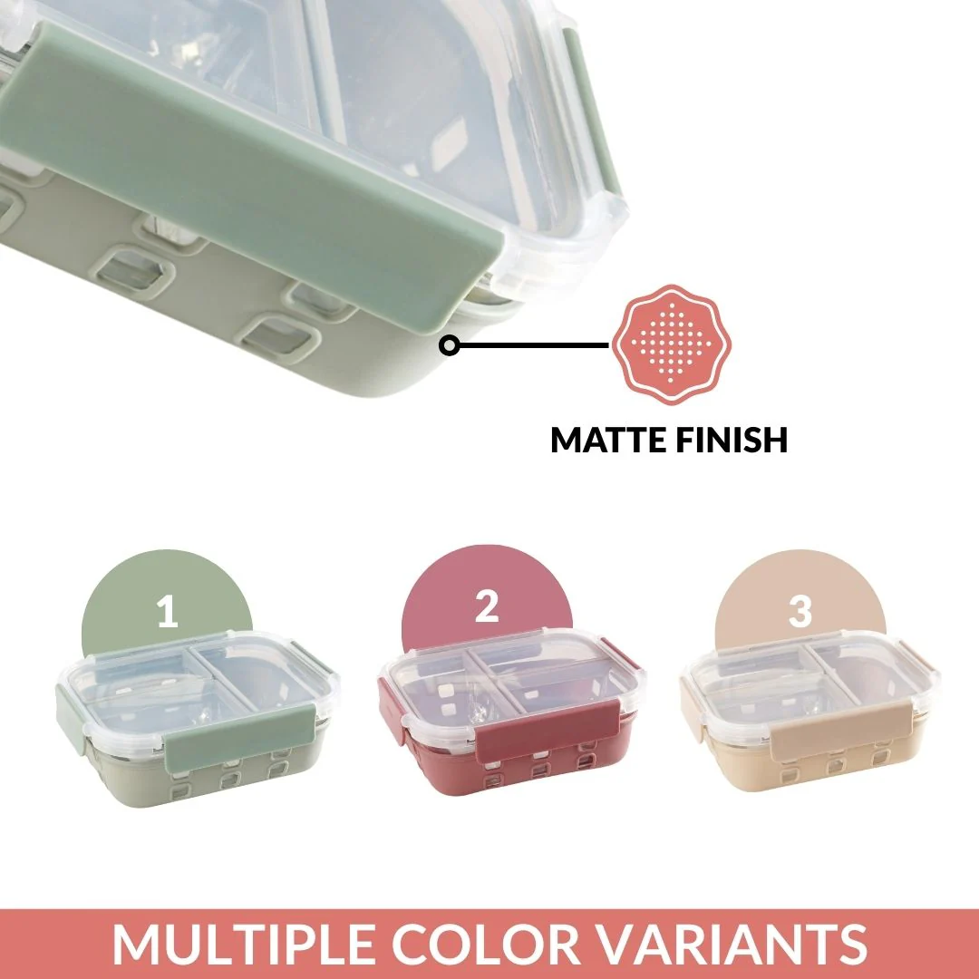 Gripso Triple Compartment Lunch Box 1000ml Sage Green - Image 8