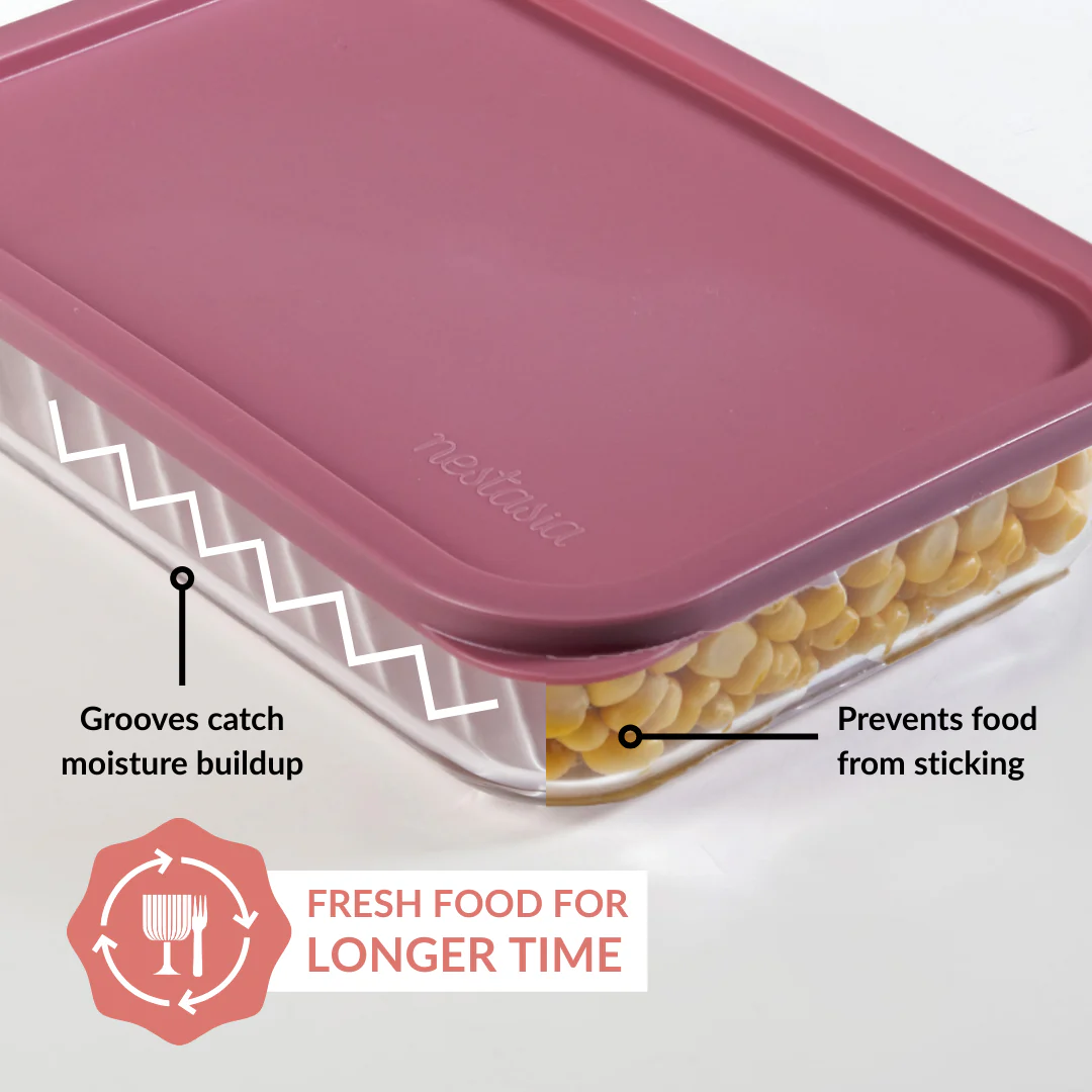Groovo Storage Containers With Lid Set Of 5 310ml 750ml 1200ml Mauve - Image 6