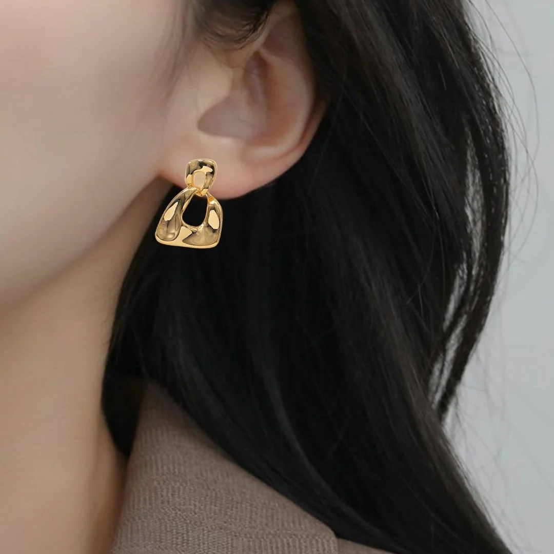 Hammered Fusion Danglers Gold - Image 5