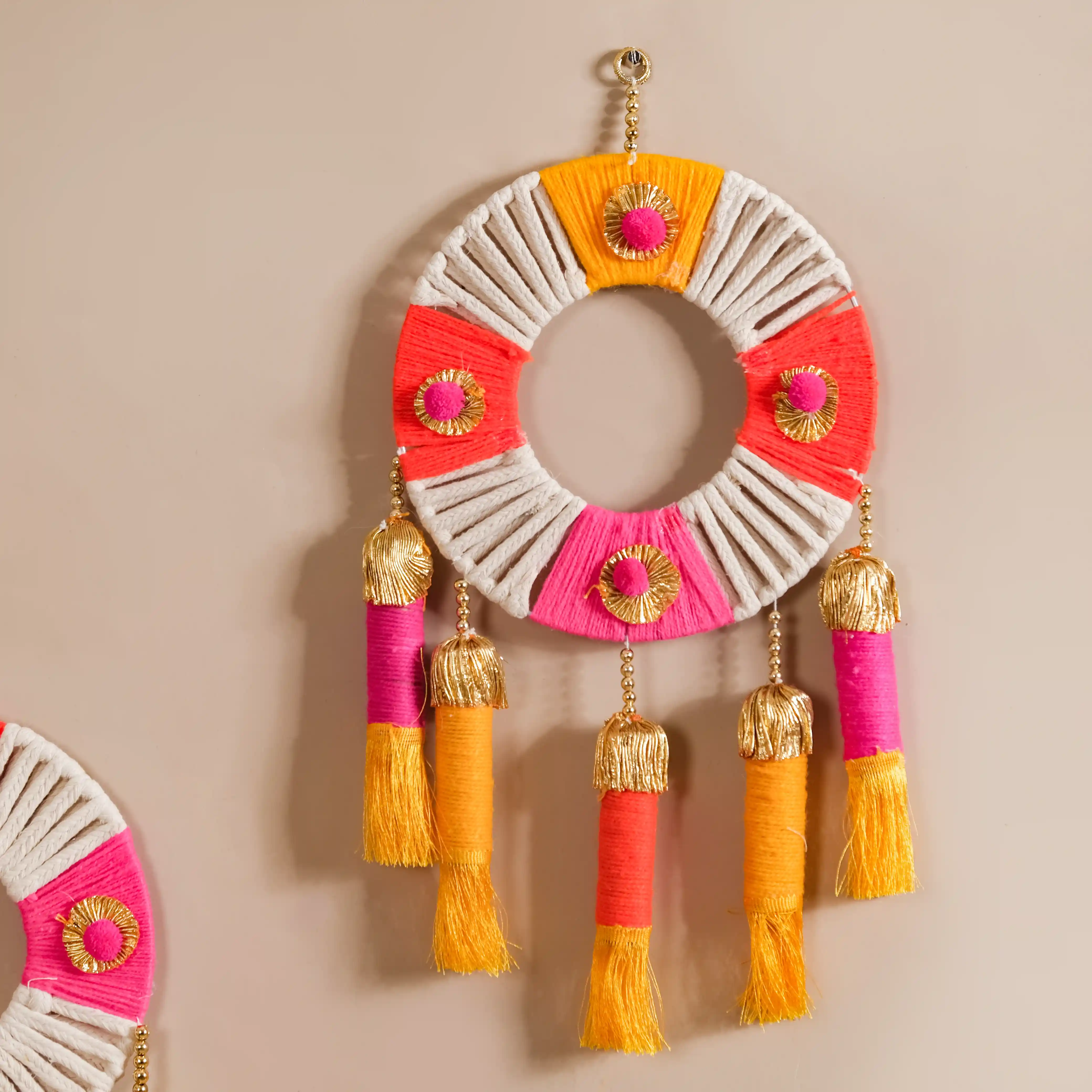 Handmade Festive Wall Hanging Set Of 2 Multicolour - Image 7