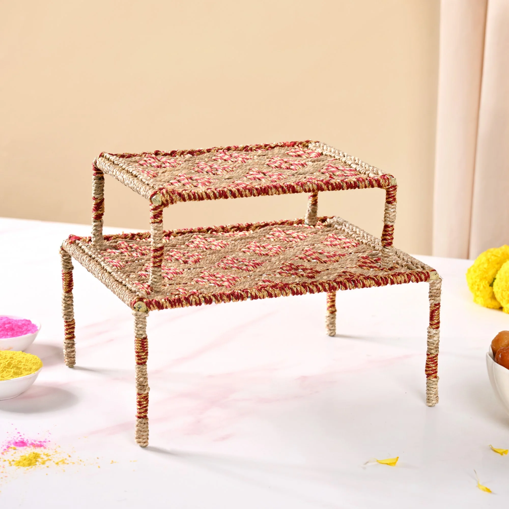 Handwoven Sabai Risers With Zari Set Of 2 - Image 9