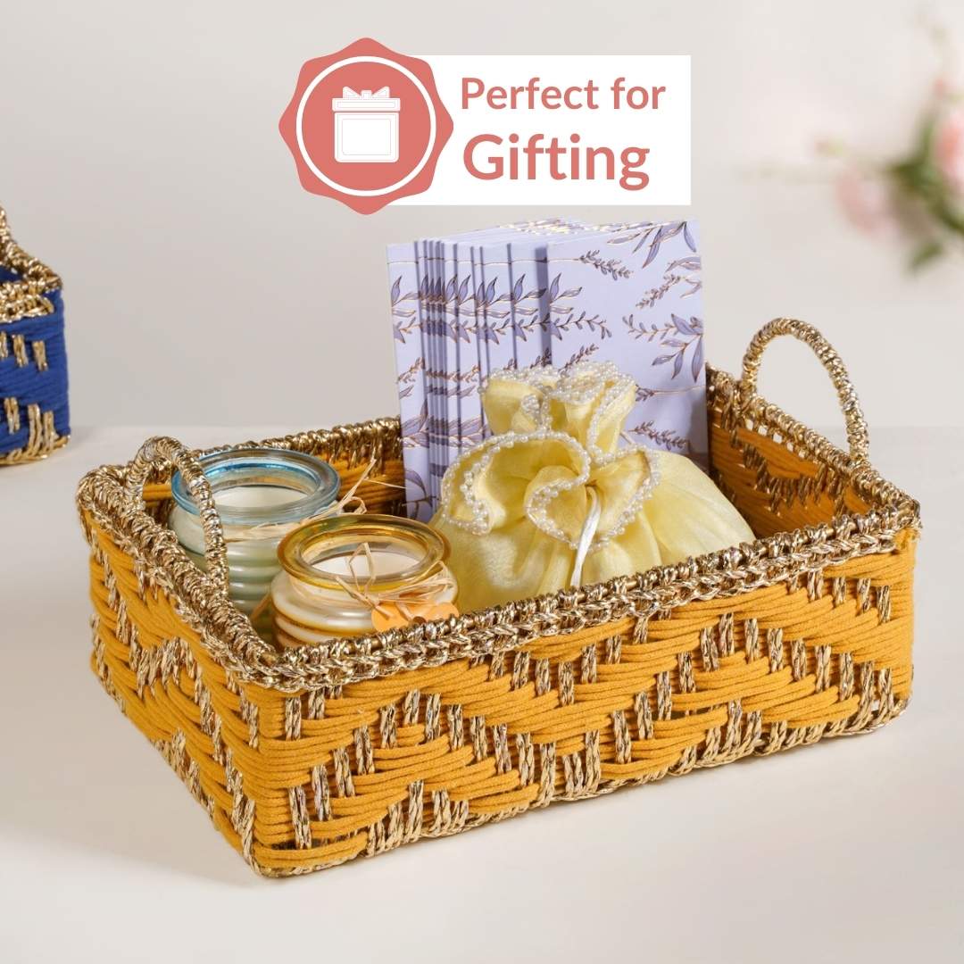 Handwoven Tray Yellow - Image 6
