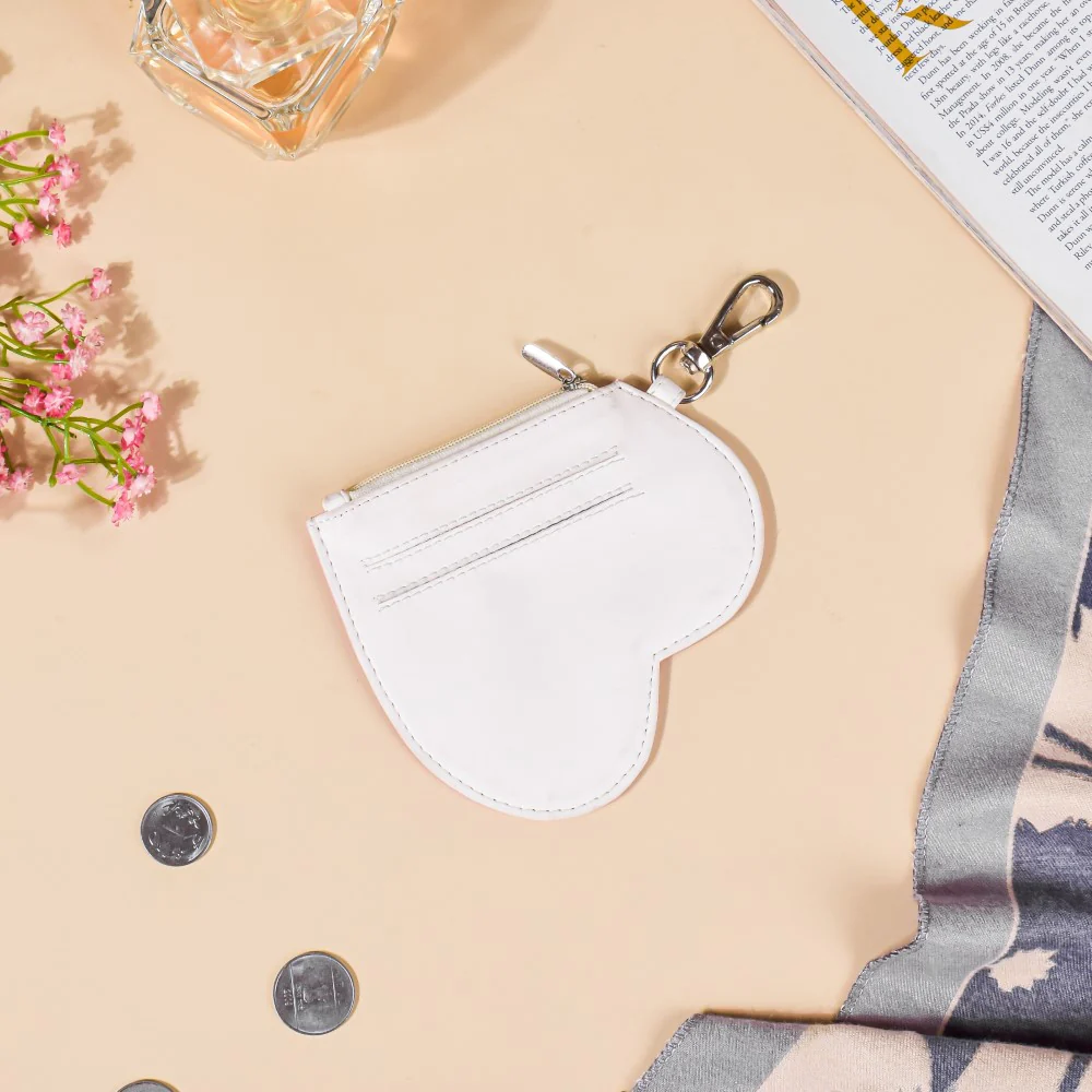 Heart Card Holder Coin Purse White And Pink - Image 9