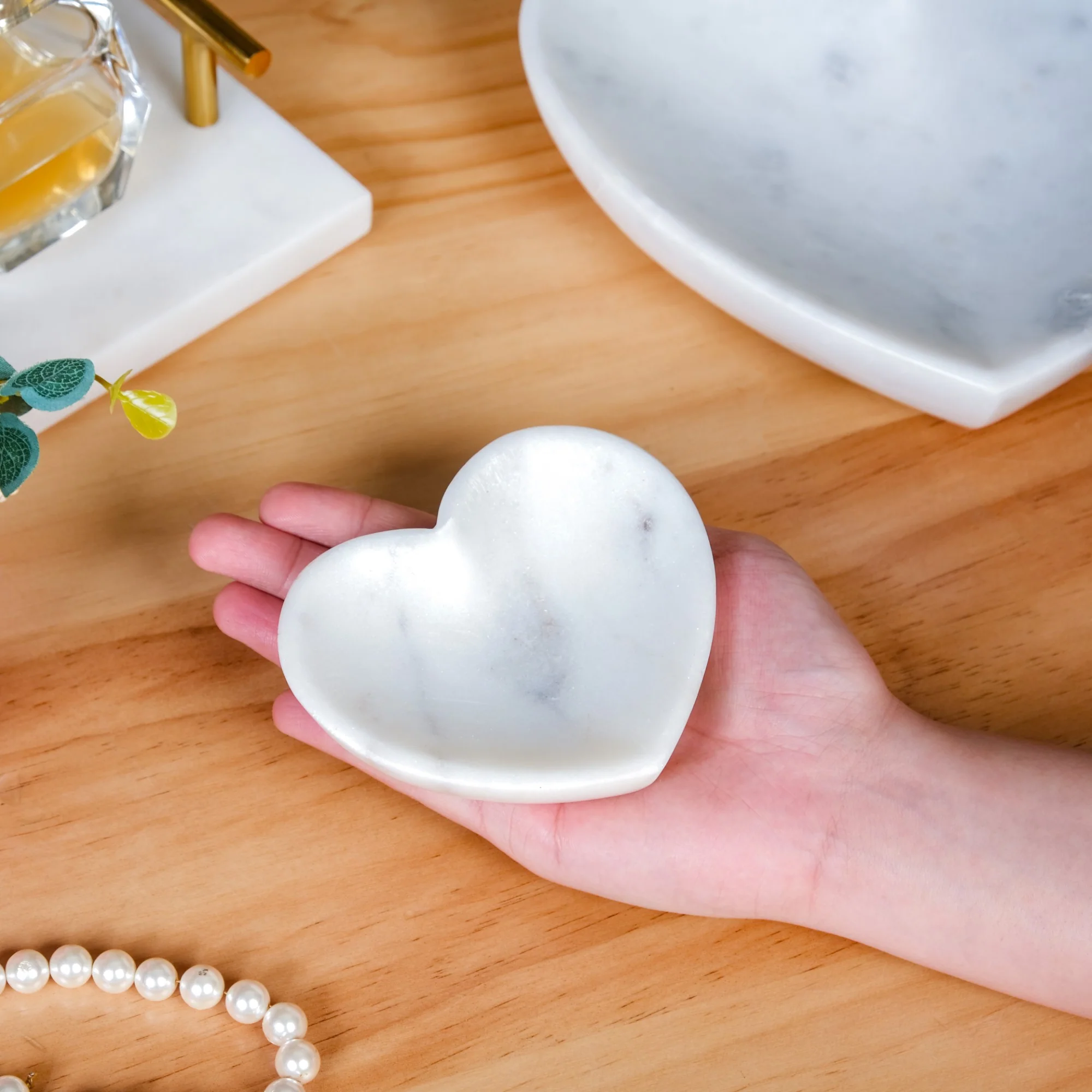 Heart Of Stone White Marble Trinket Dish 4 Inch - Image 2