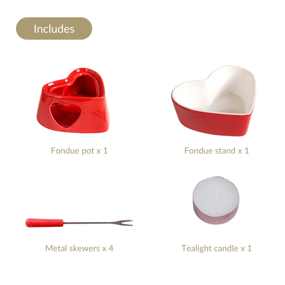 Heart Shaped Fondue Set Red - Image 6