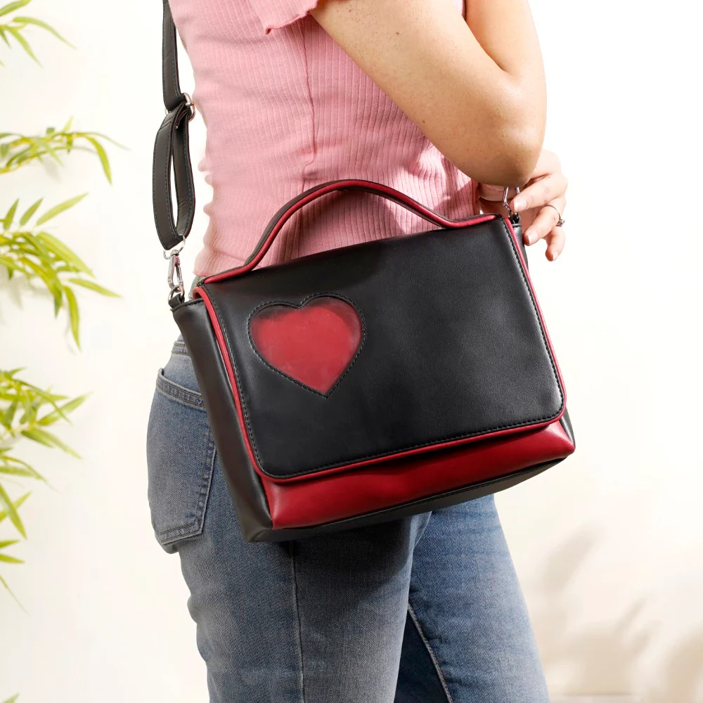 Heart Sling Bag Black And Red - Image 2