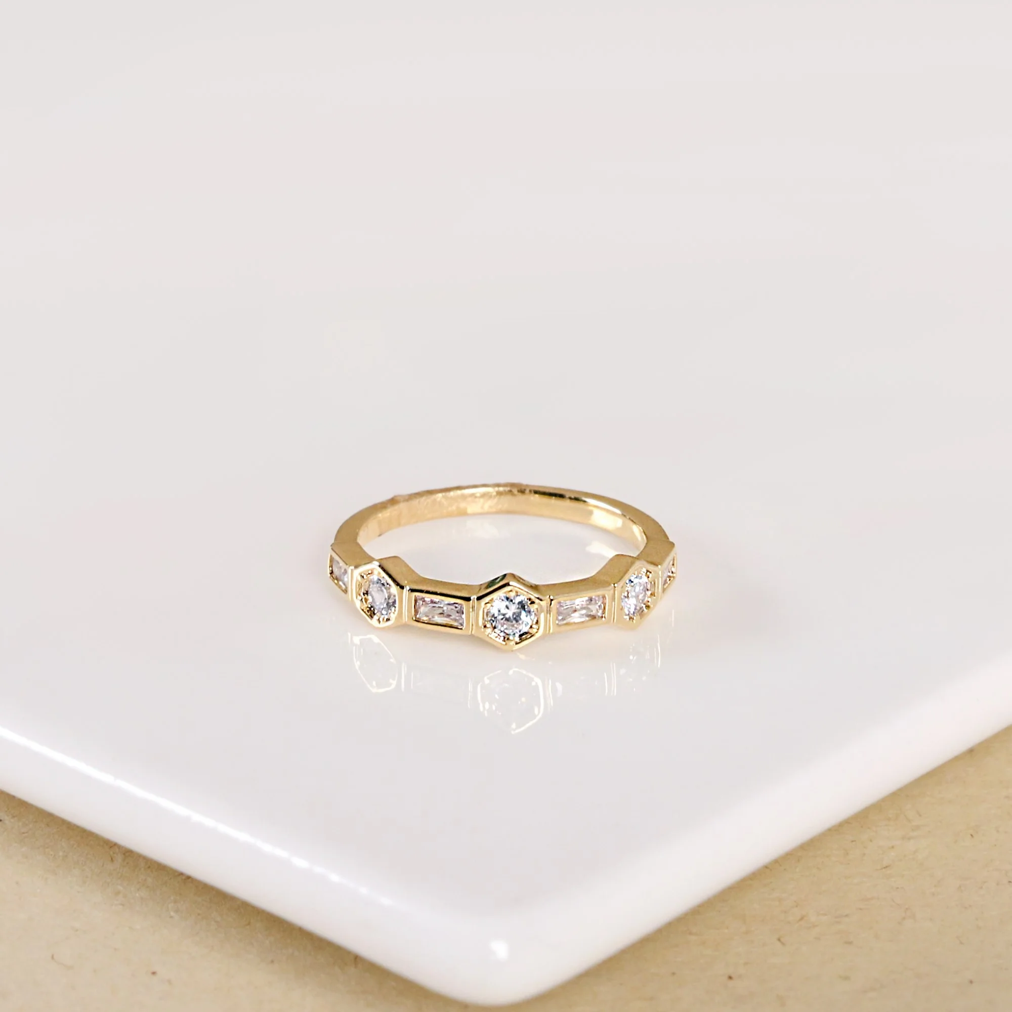 Hexa Baguette Gold Ring - Image 5