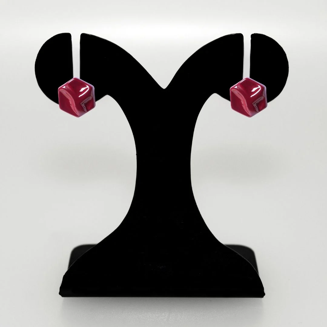 Hexa Maroon Studs - Image 6